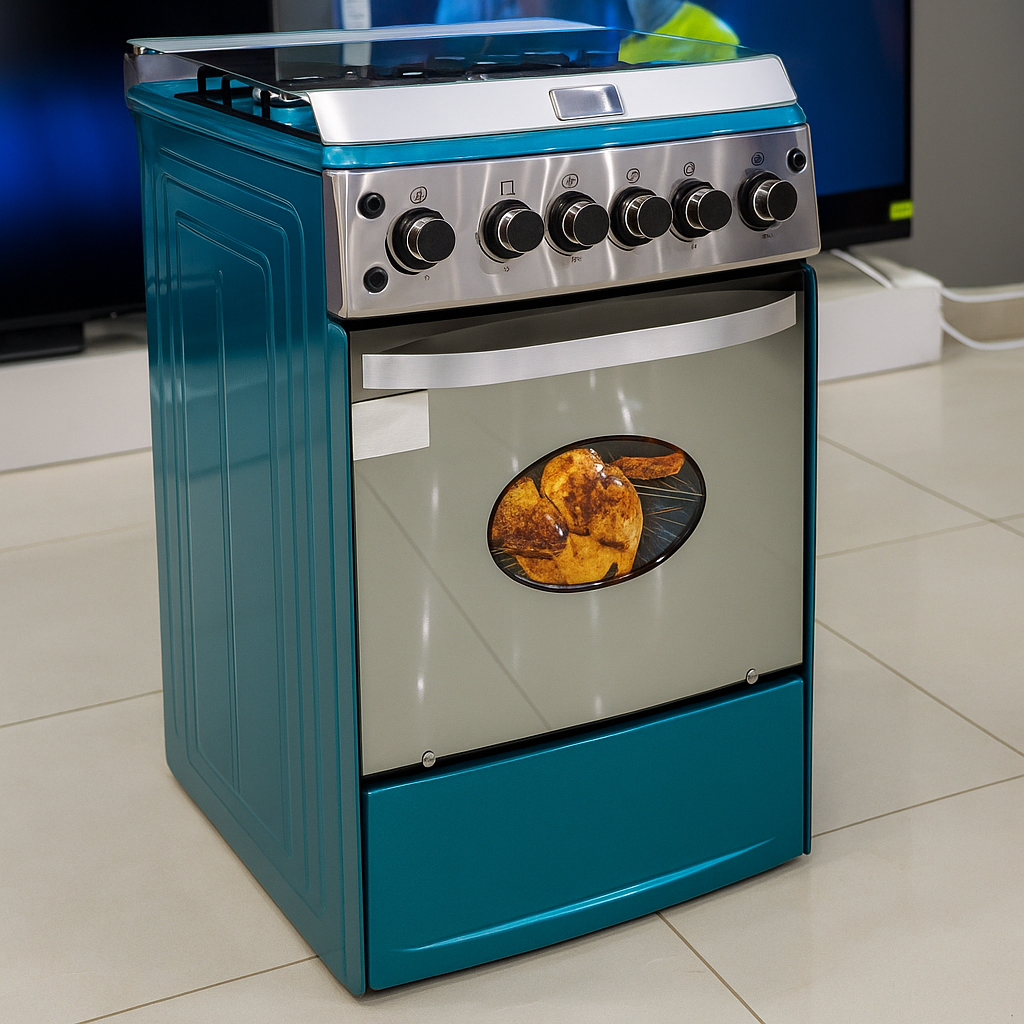 Silver 50*55 Unitech full gas  freestanding JET autoignition cooker.