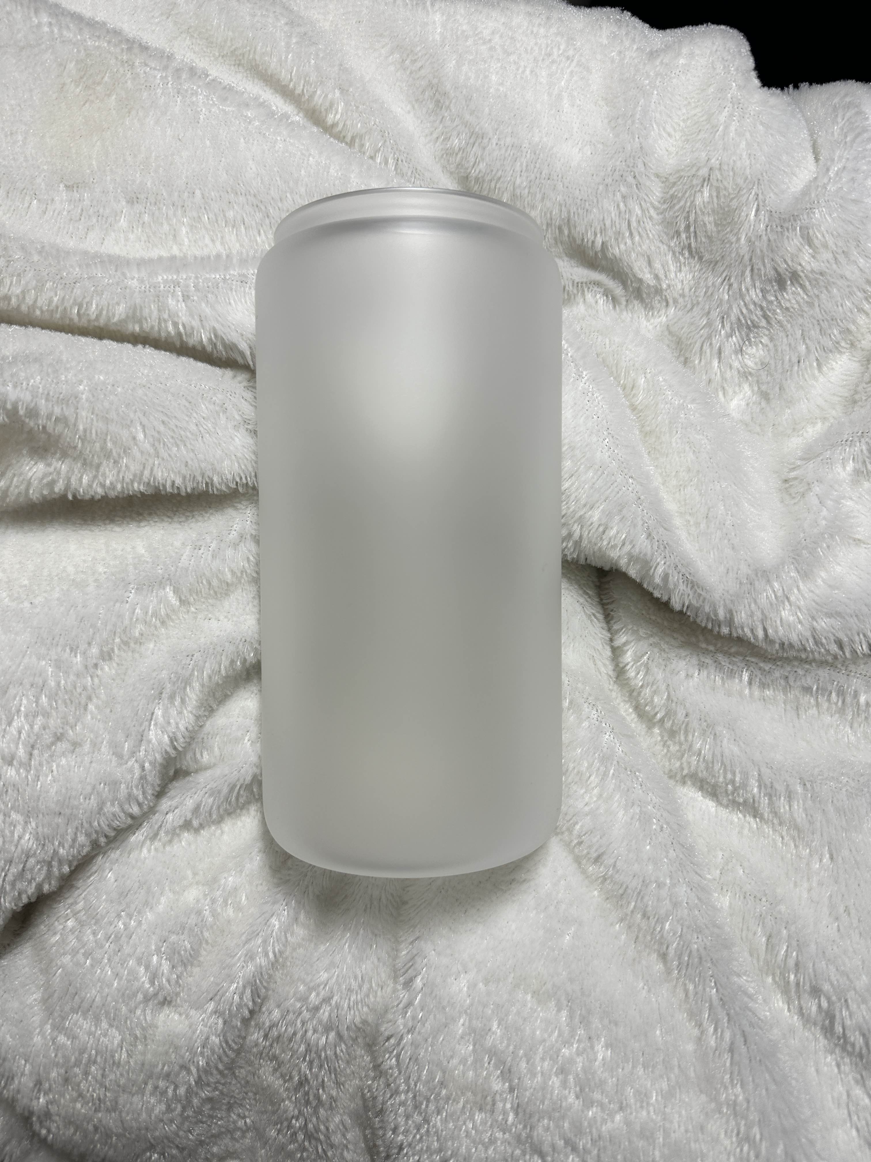 ❥ Blank Frosted 16 oz Glass Cup