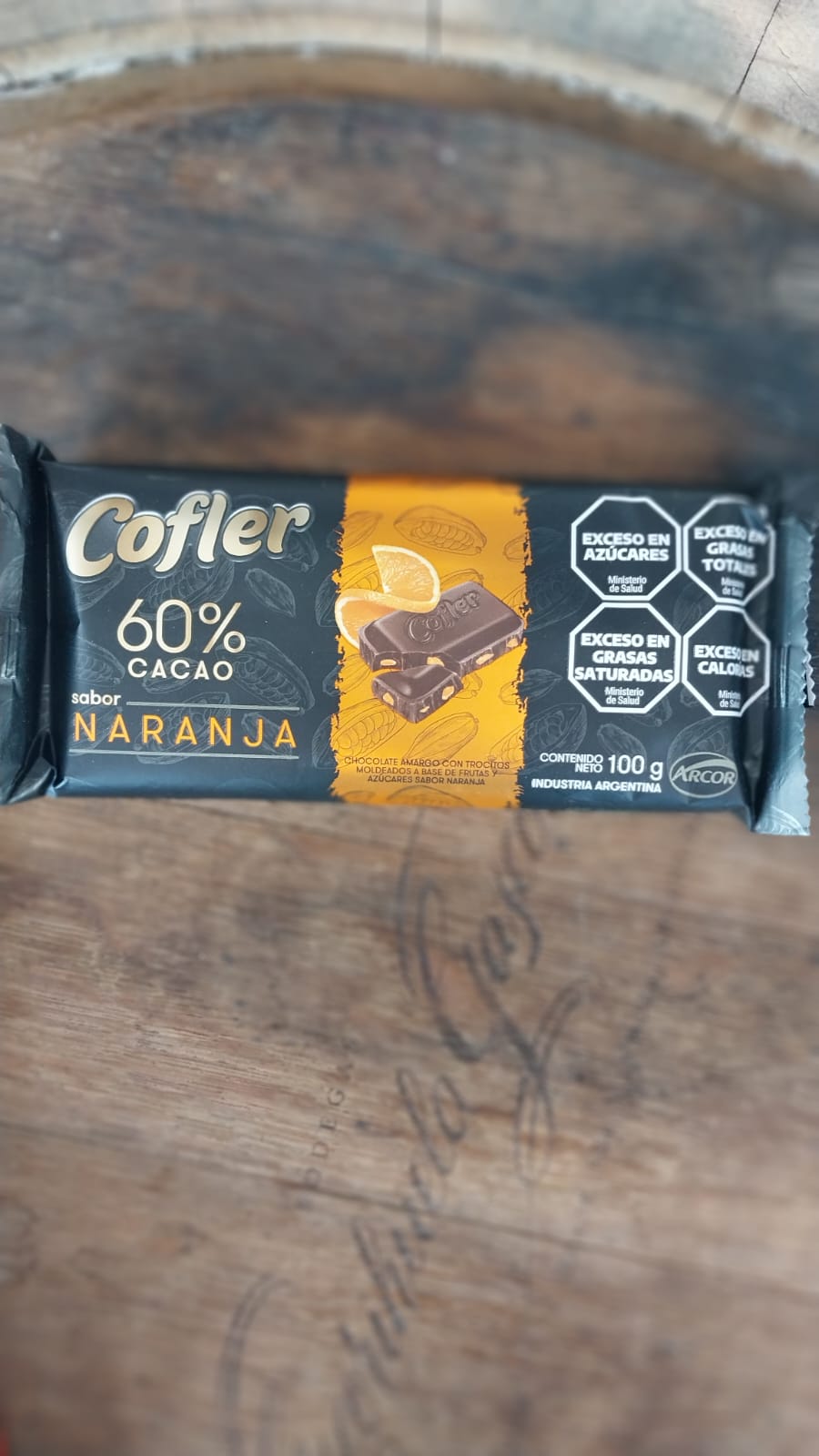 CHOCOLATE ARCOR COFLER 60% CACAO SABOR NARANJA 100G