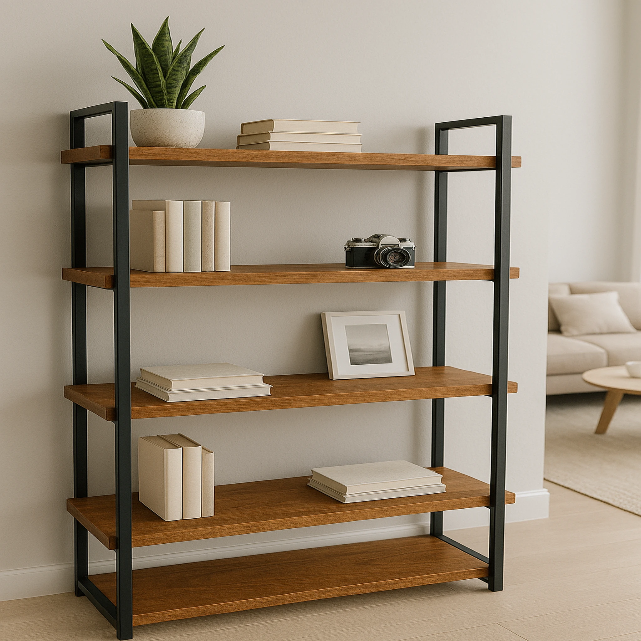 Biblioteca / Estantria de hierro y madera estilo tipo industrial