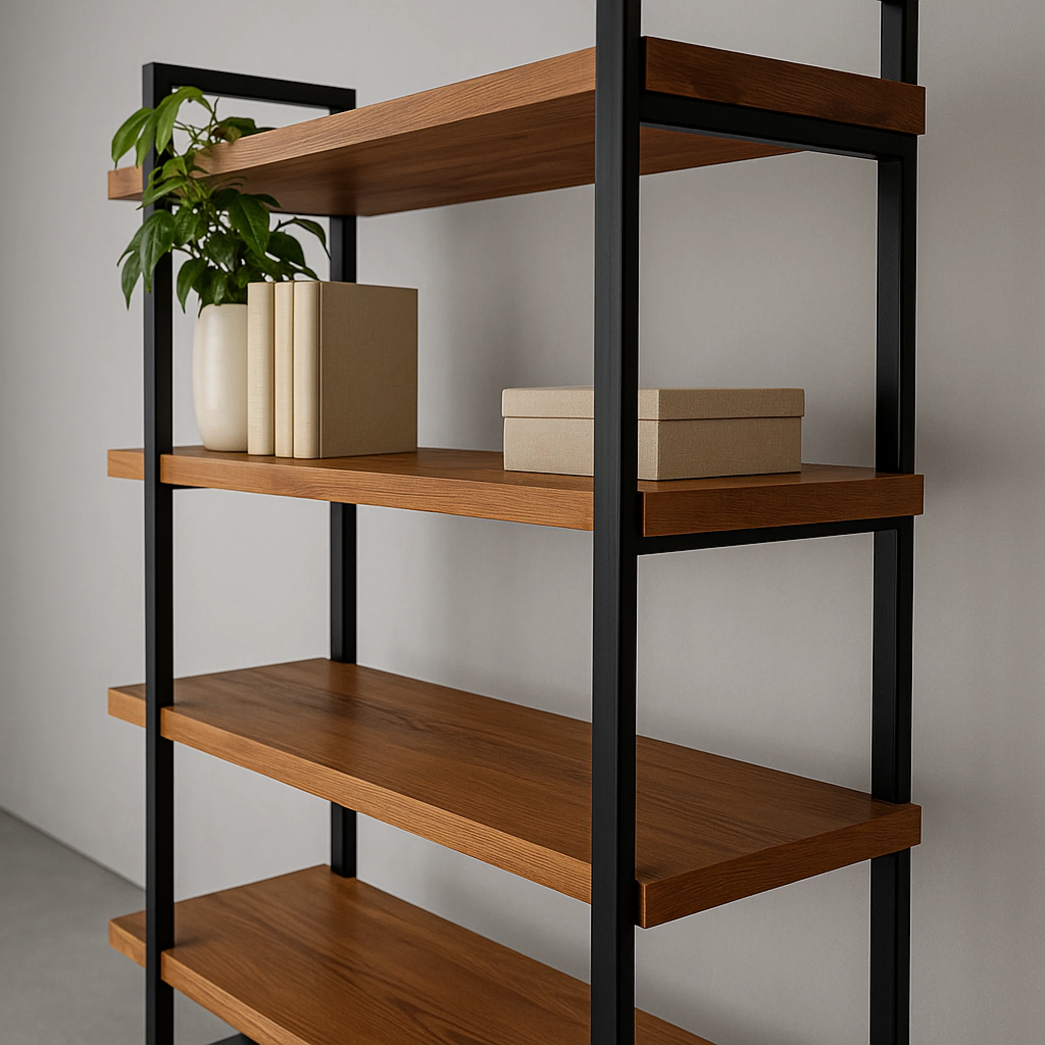 Biblioteca / Estantria de hierro y madera estilo tipo industrial