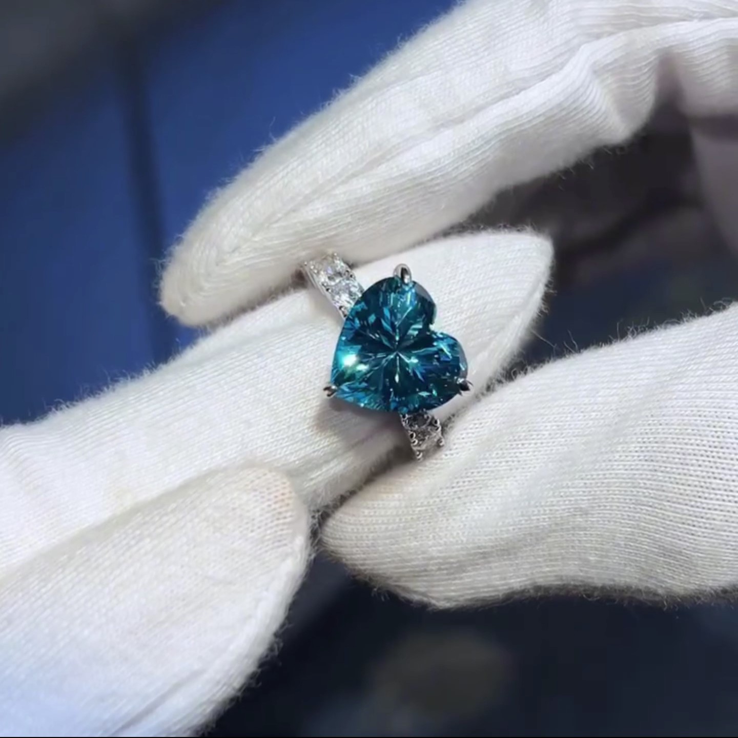 3ct Blue Heart Shape Diamond Ring