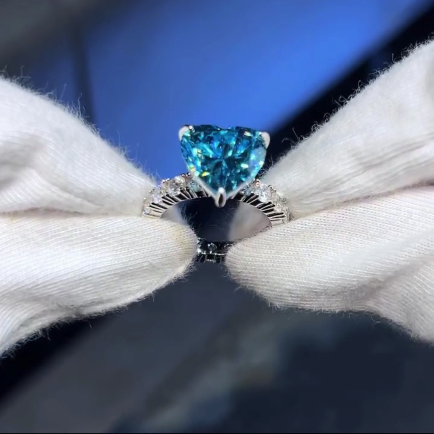 3ct Blue Heart Shape Diamond Ring