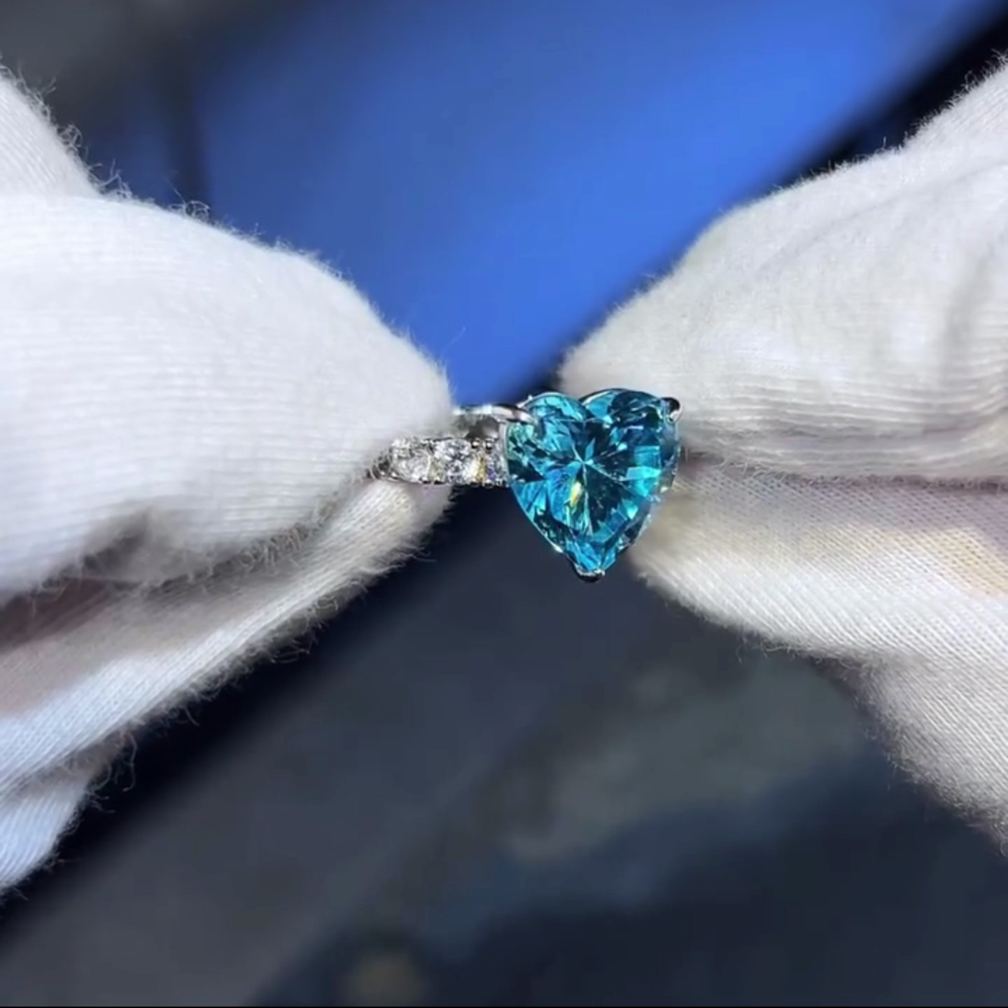 3ct Blue Heart Shape Diamond Ring