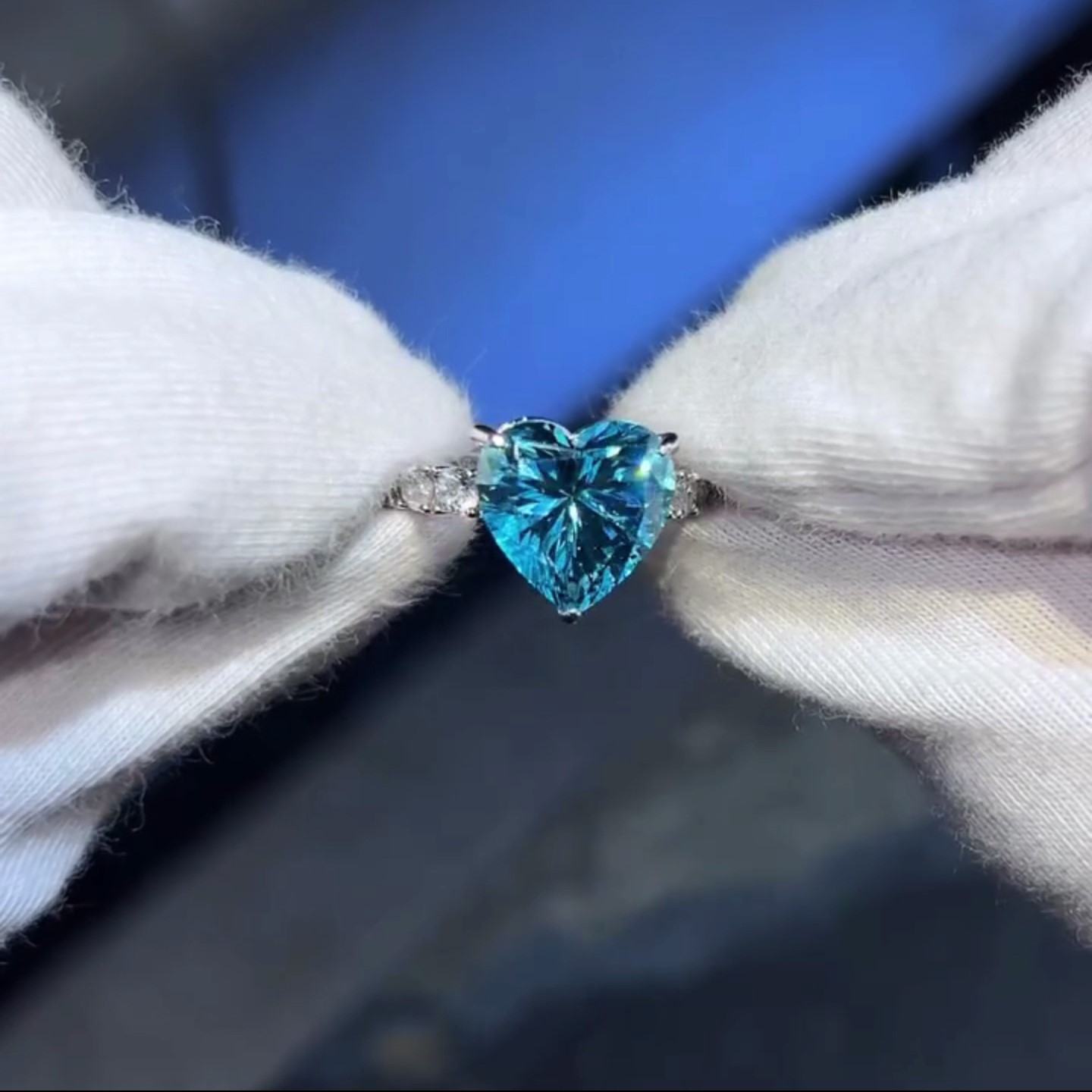 3ct Blue Heart Shape Diamond Ring