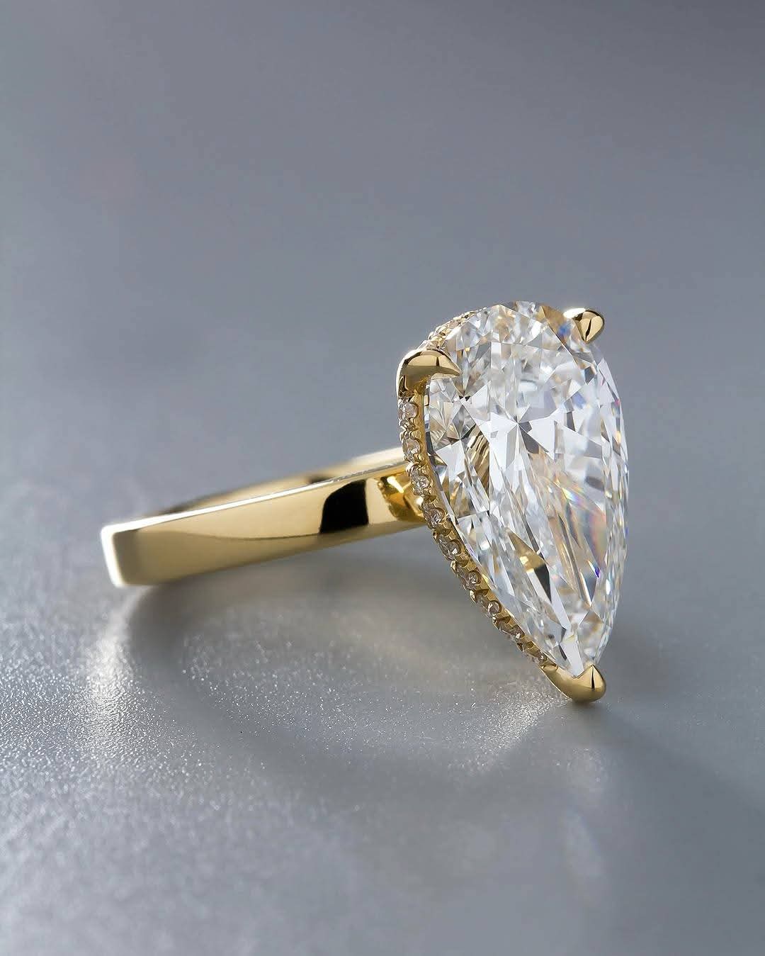 14K Gold Pear IGI certified  Lab Diamond Ring – Handmade Promise Ring, Minimalist Engagement or Anniversary Gift for Women