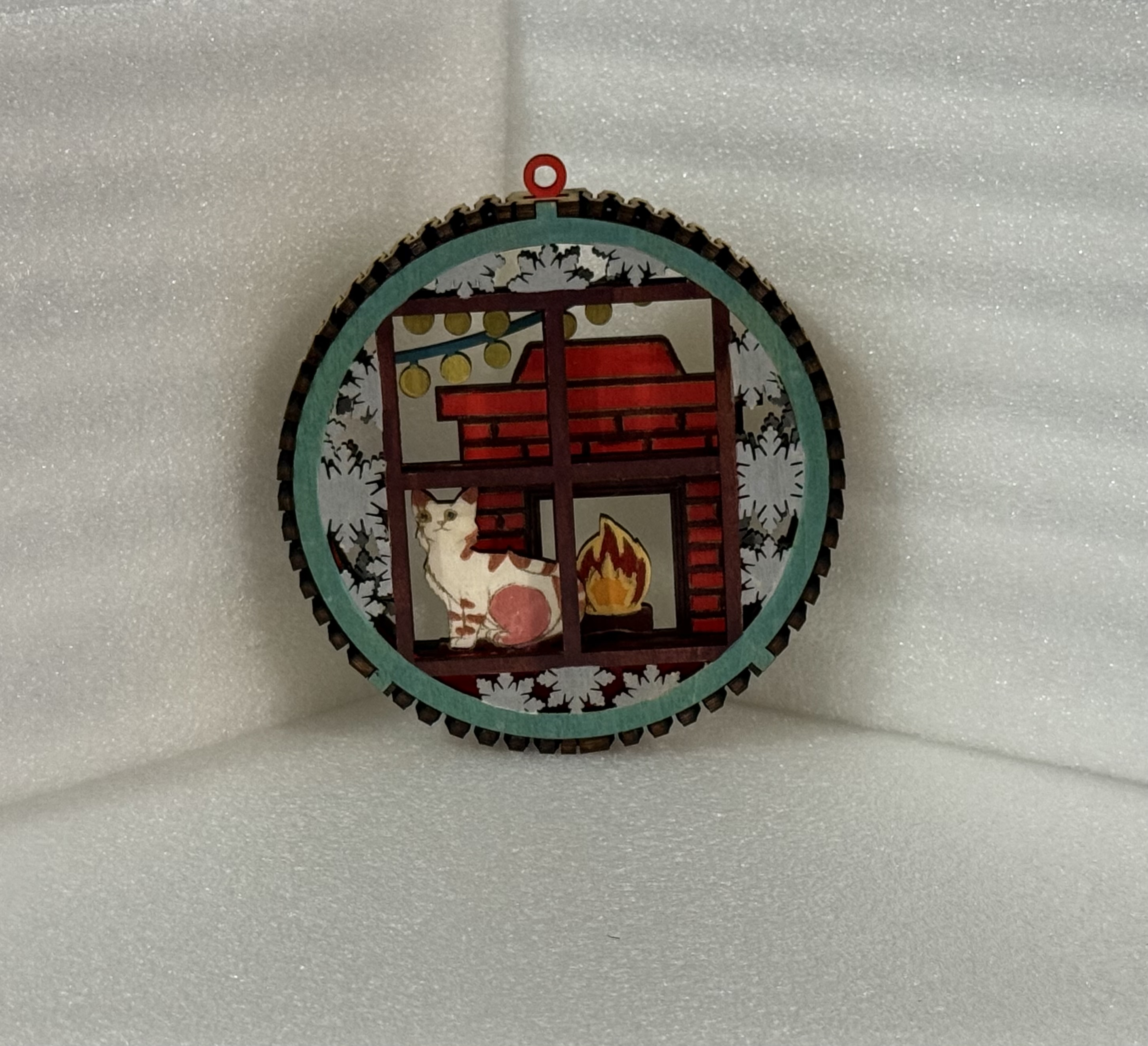 Vintage Fireplace Christmas Ornament