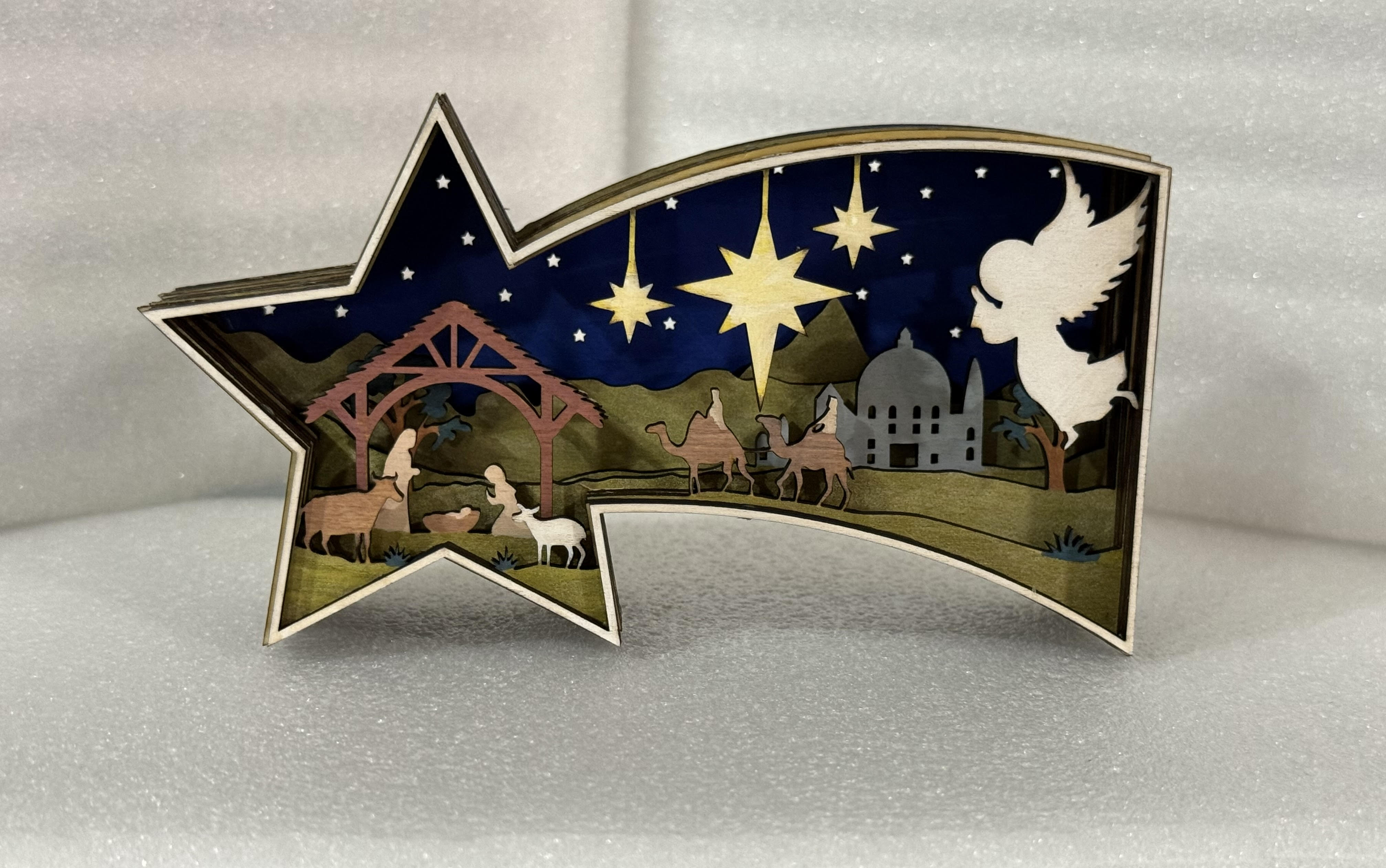 Wooden Nativity Scene Star Decor (No Lights) 