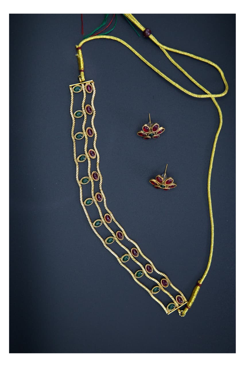 The Kemp Stone Onam Palakka Necklace Set