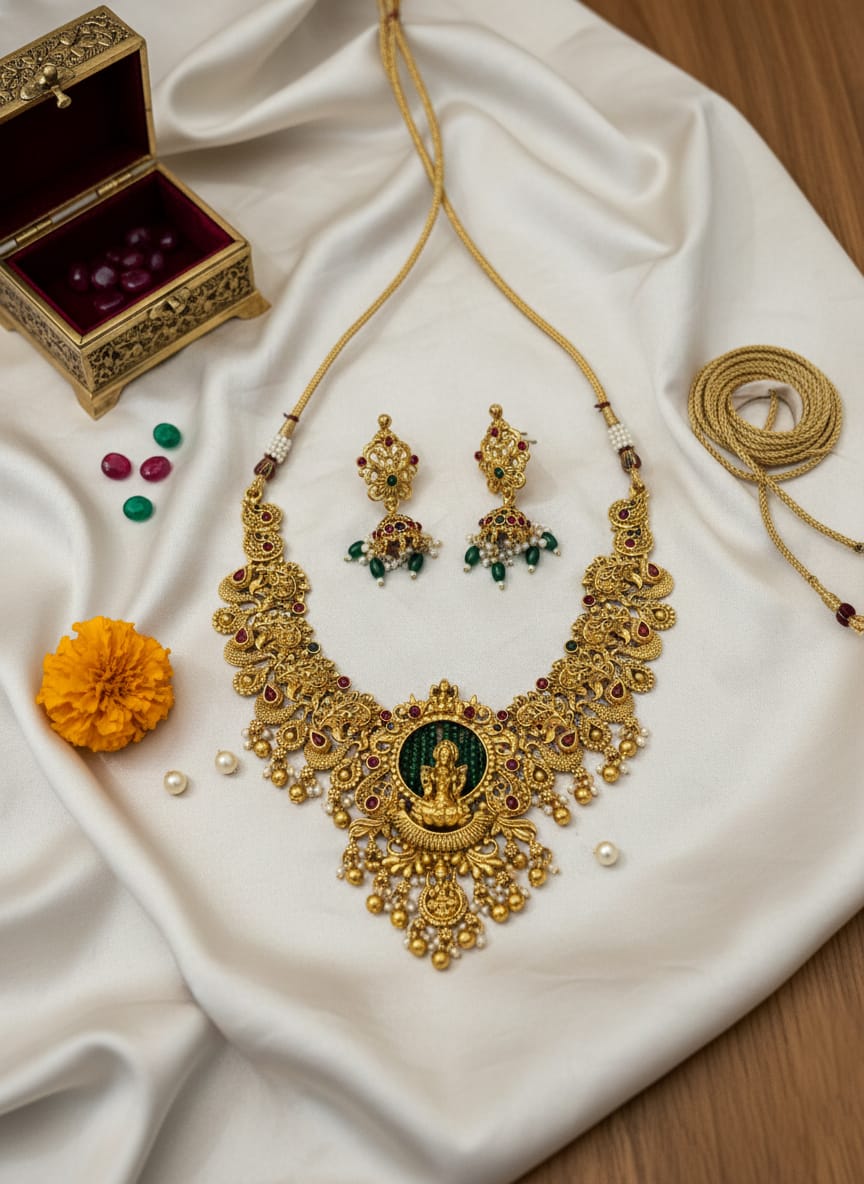 Shriya Necklace Set with Earrings: Divine Radiance
