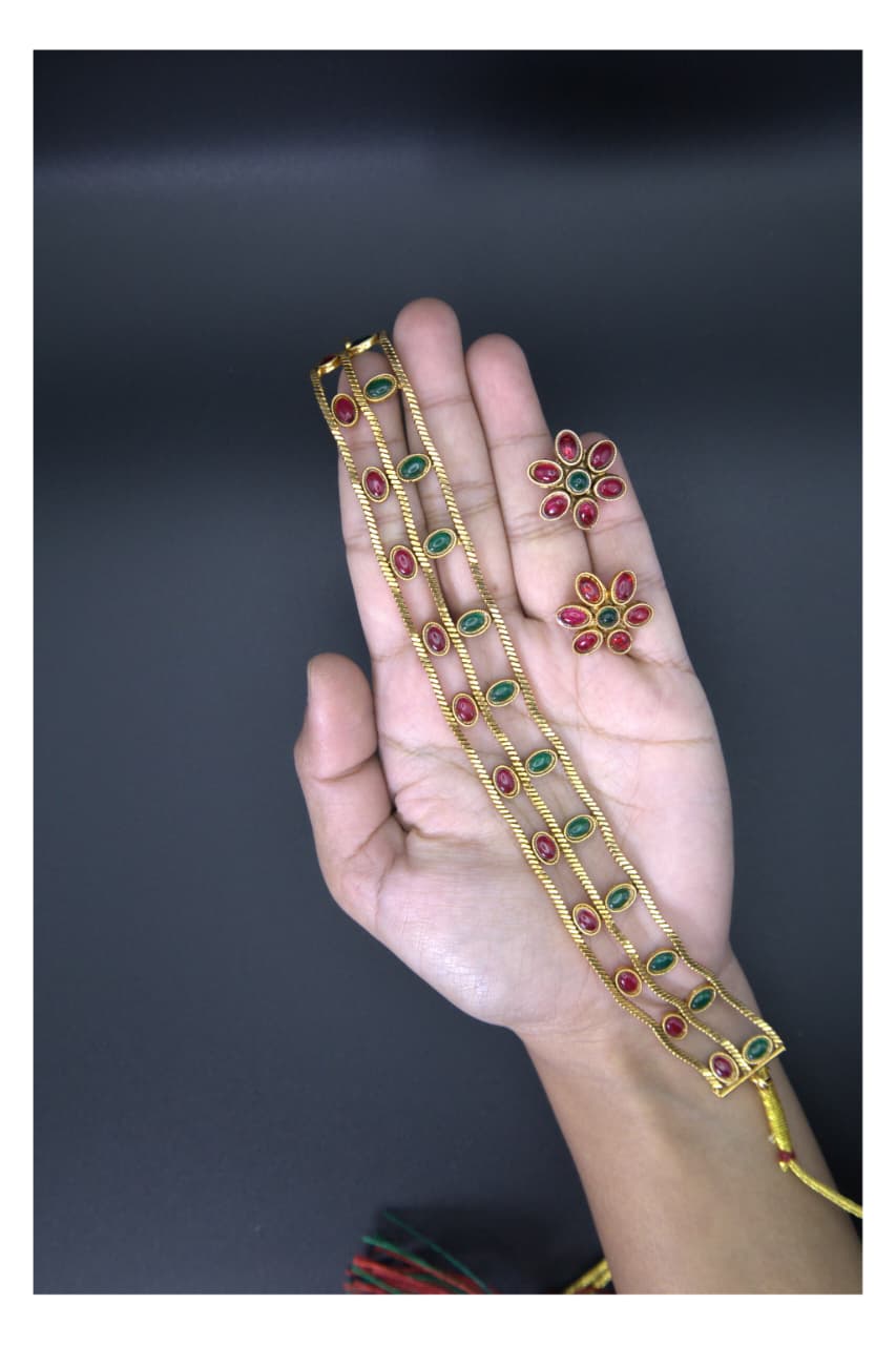 The Kemp Stone Onam Palakka Necklace Set