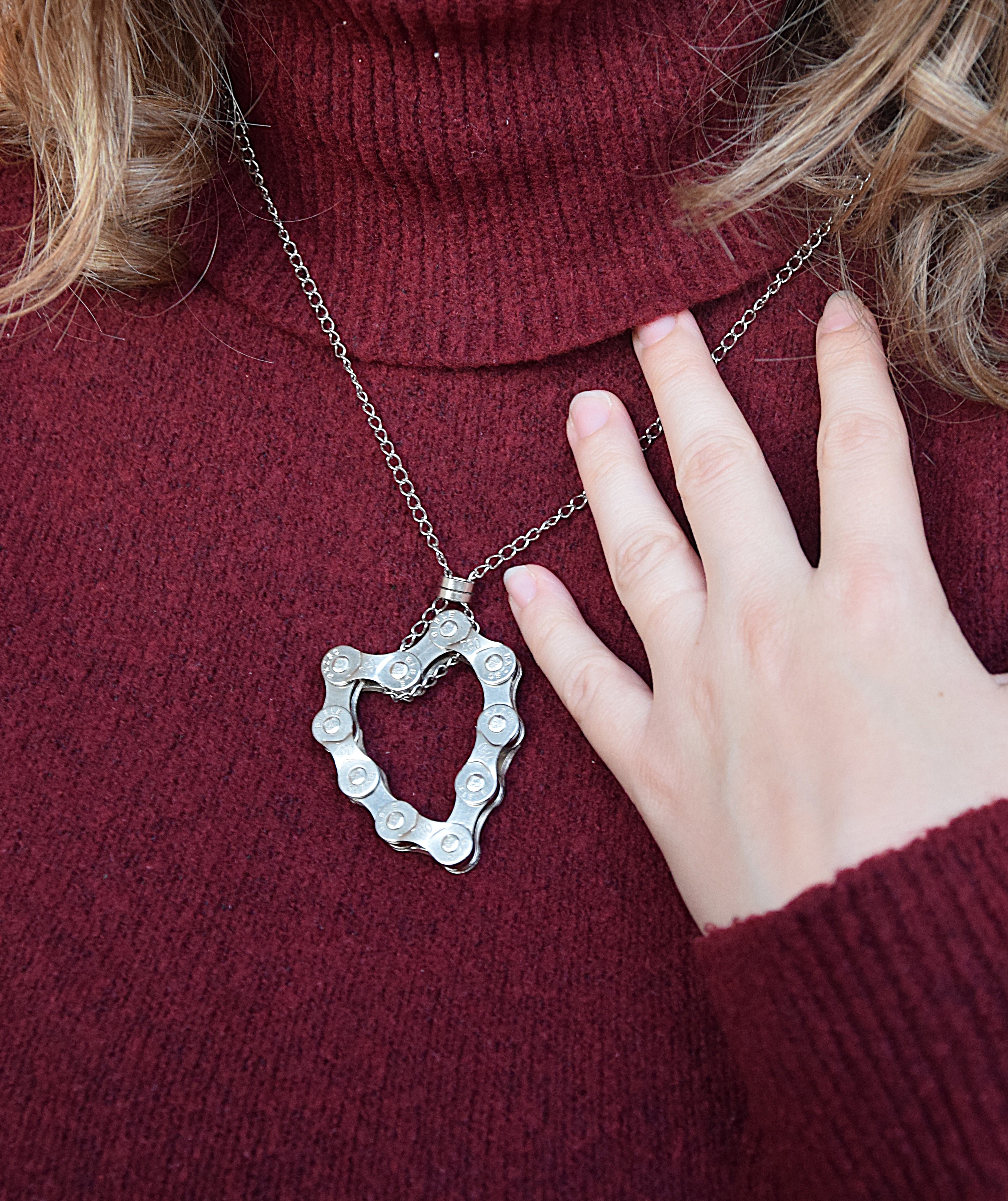 Metallhalskette - Anhänger Herz