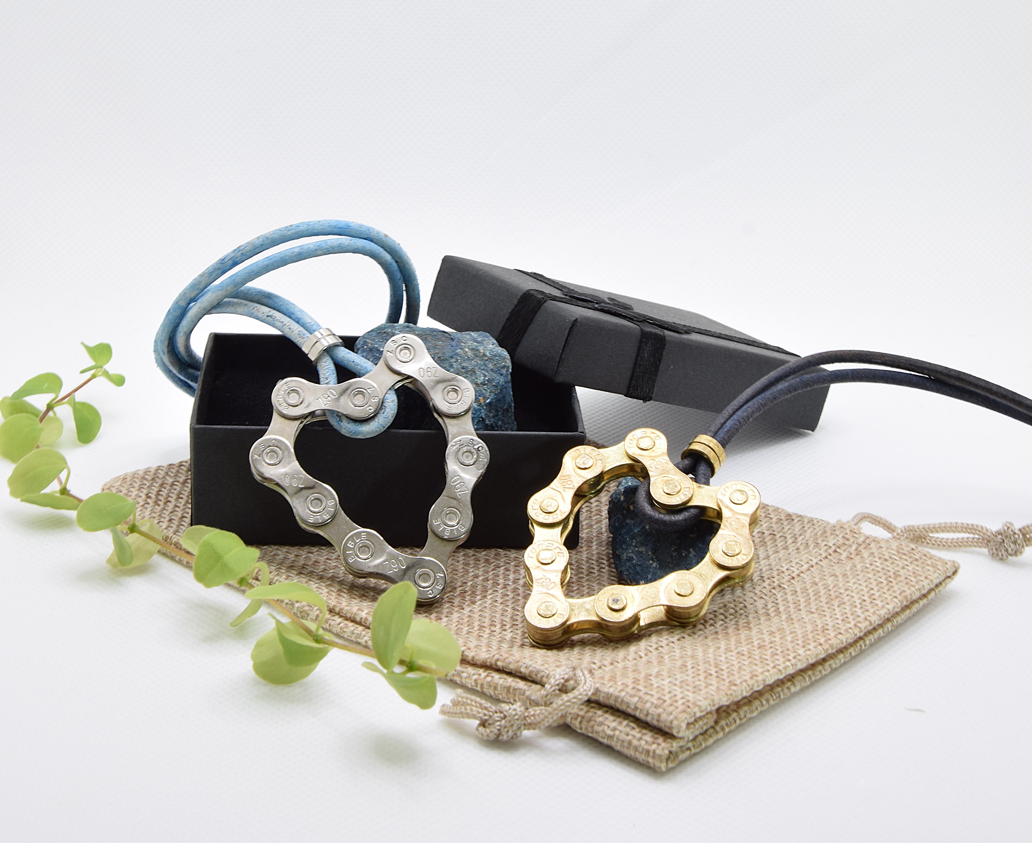 Halskette Leder - Anhänger Herz