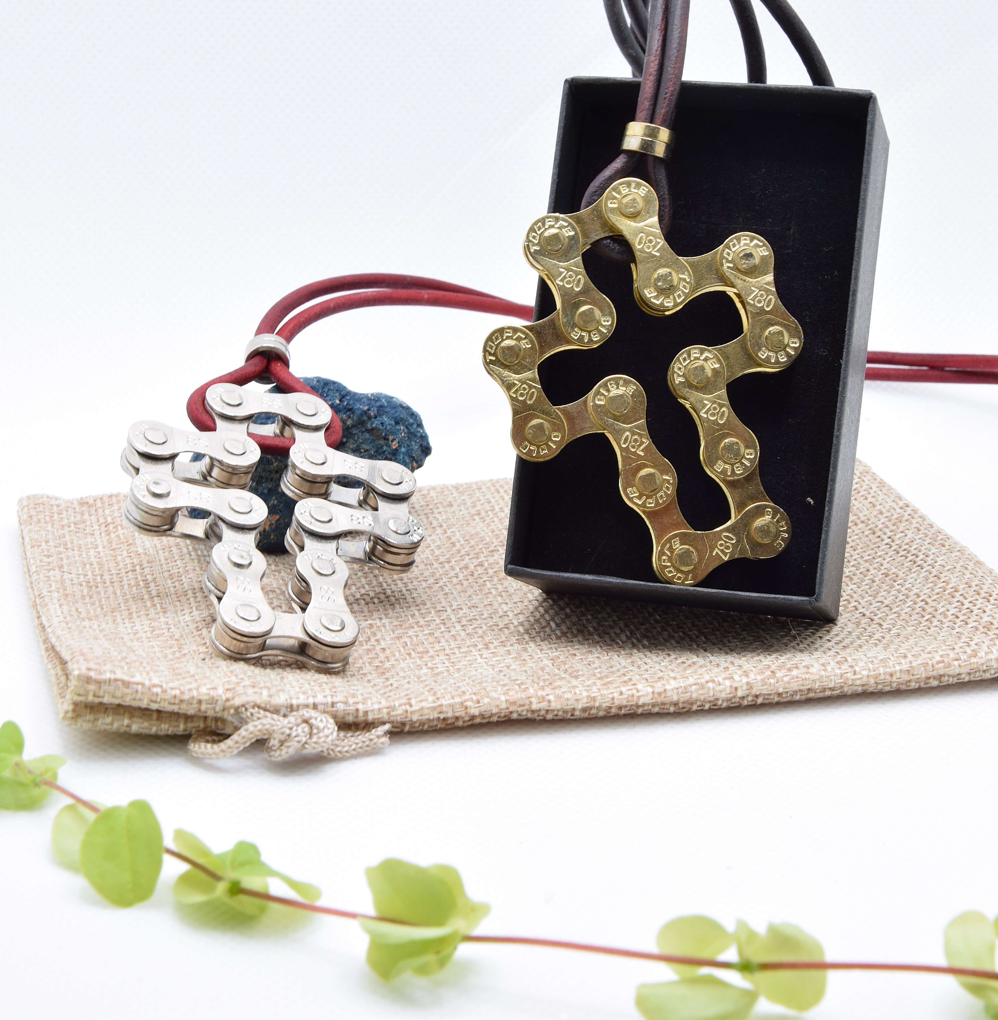 Halskette Leder - Anhänger Kreuz