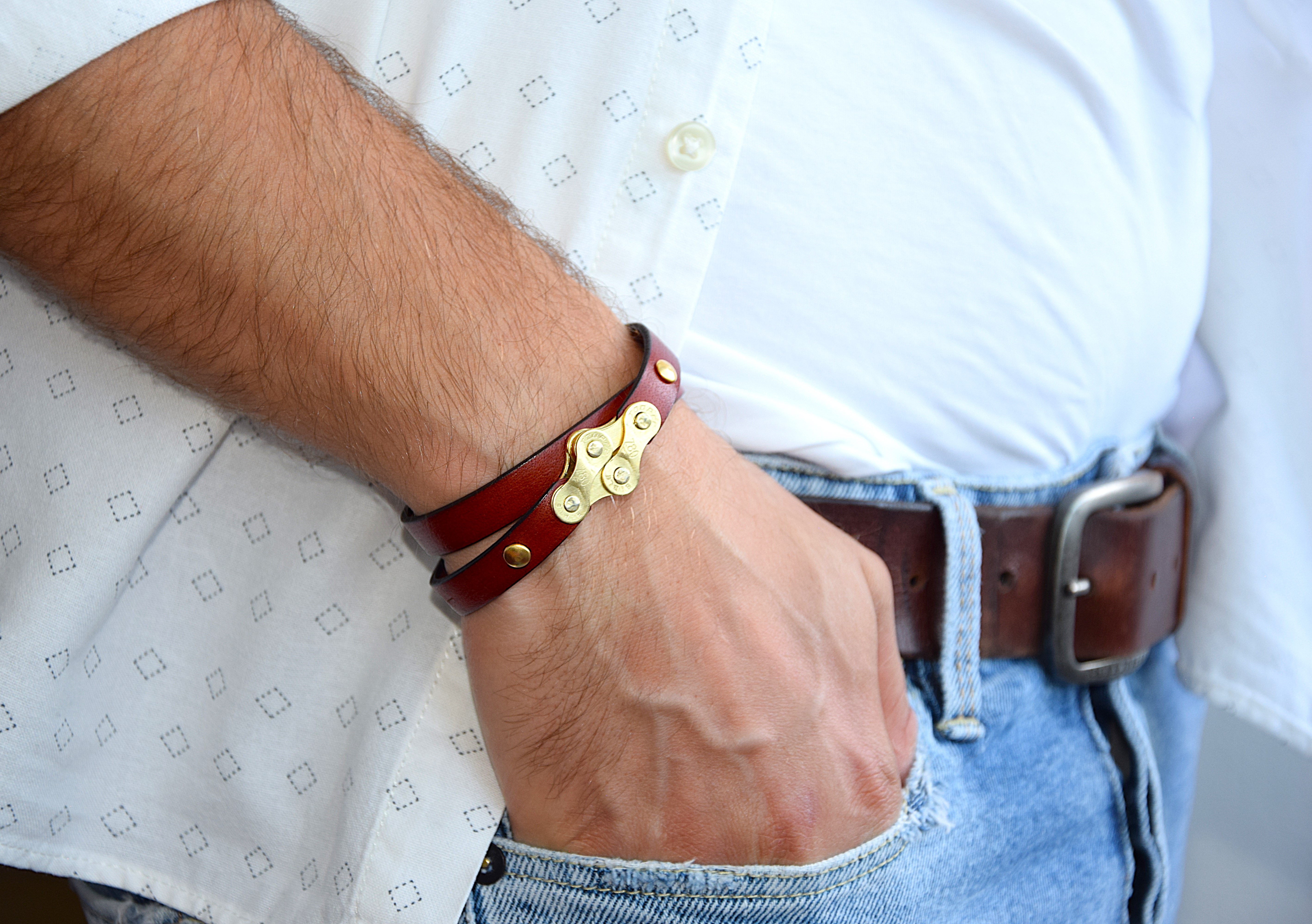 Lederarmband doppelt gewickelt mit Raute