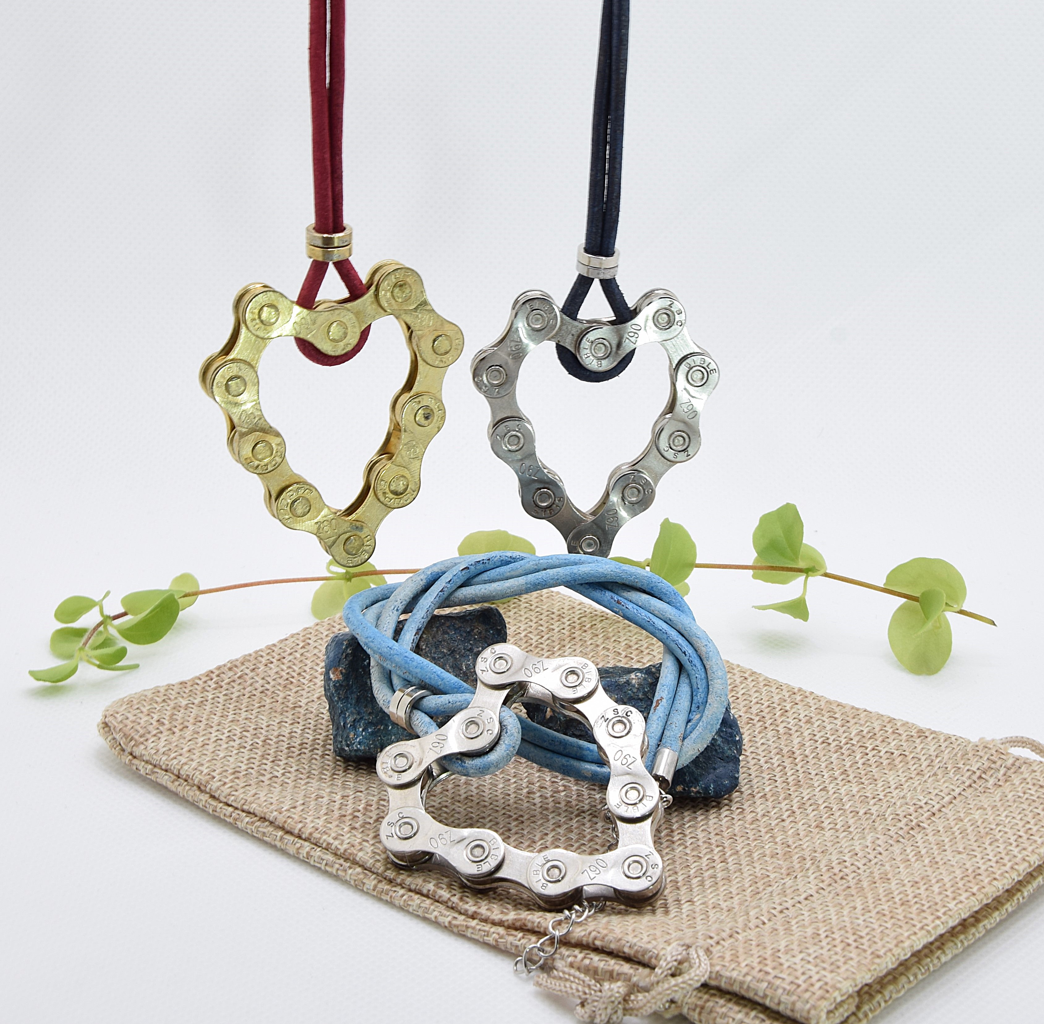 Halskette Leder - Anhänger Herz