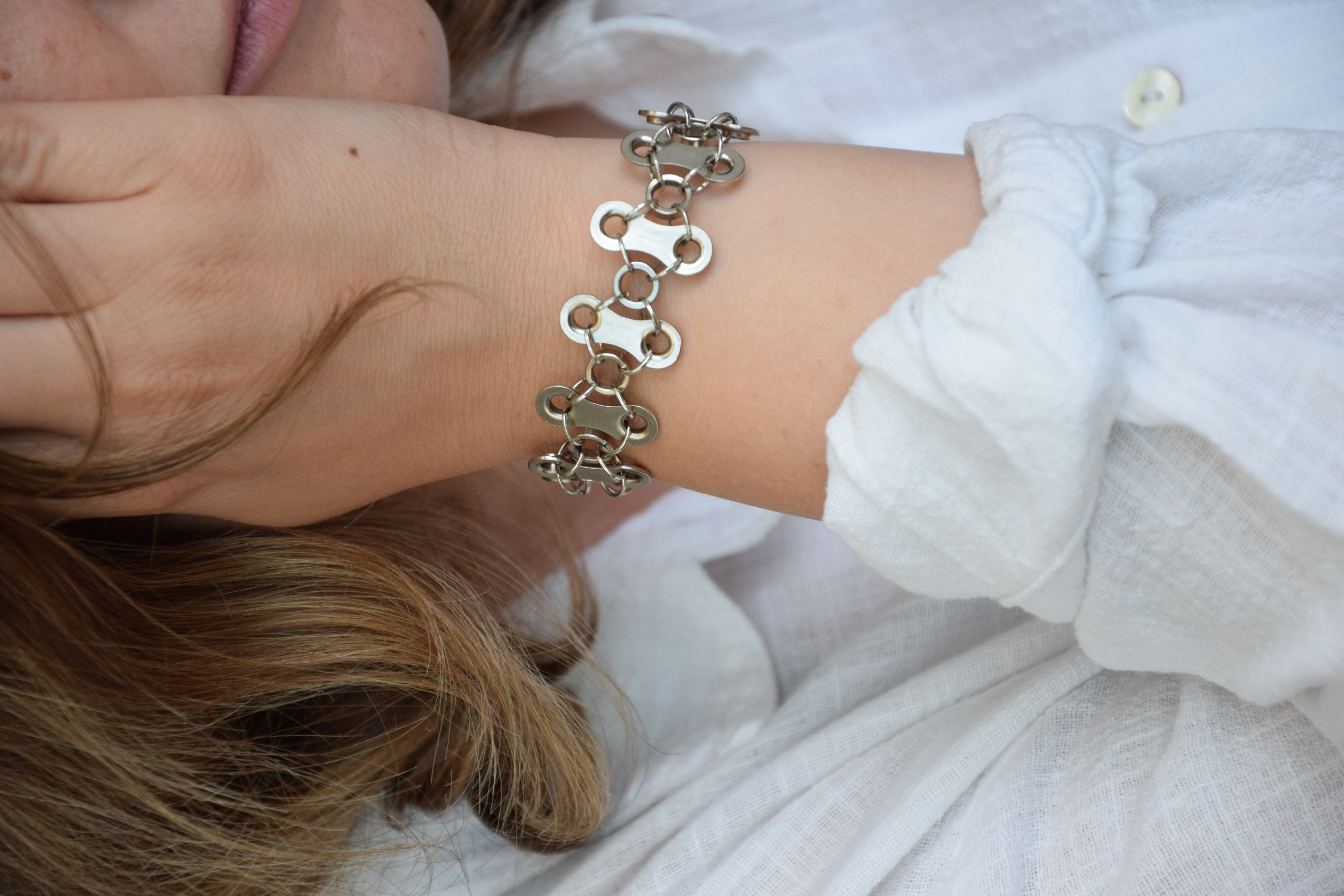 Metallarmband - Einzelglieder quer mit Ringen