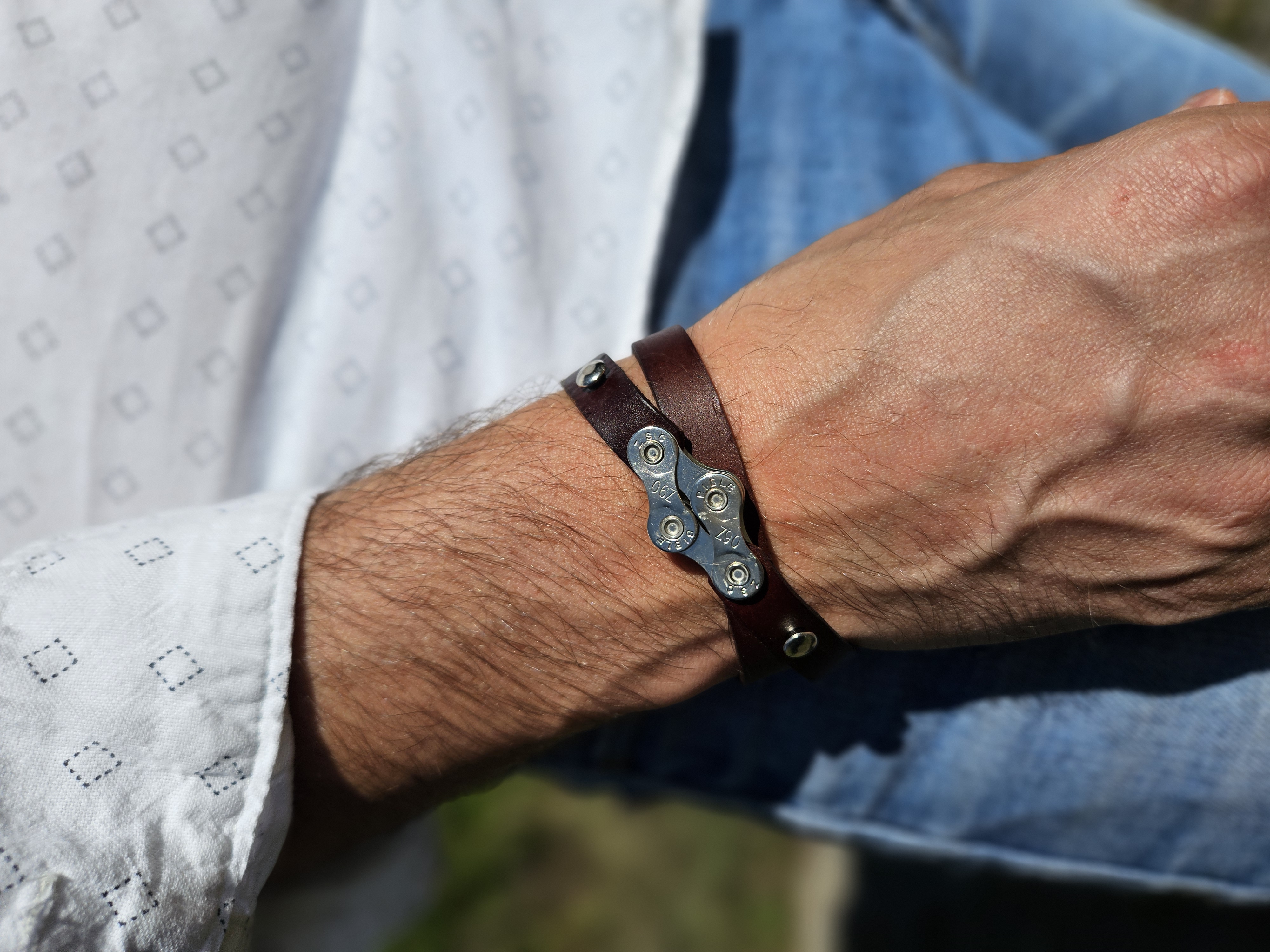 Lederarmband doppelt gewickelt mit Raute