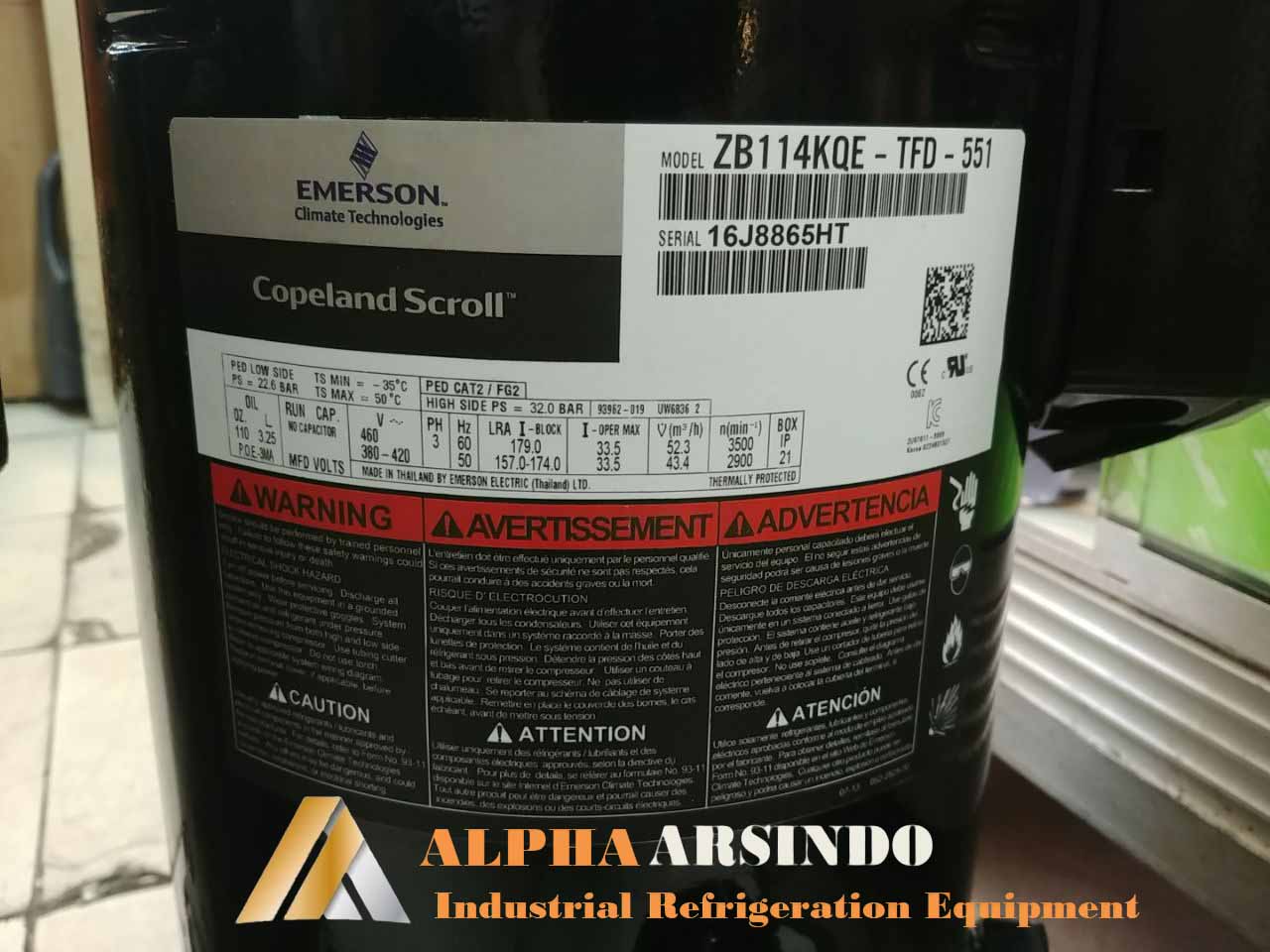 Copeland Scroll Compressor ZB114KQE-TFD-551