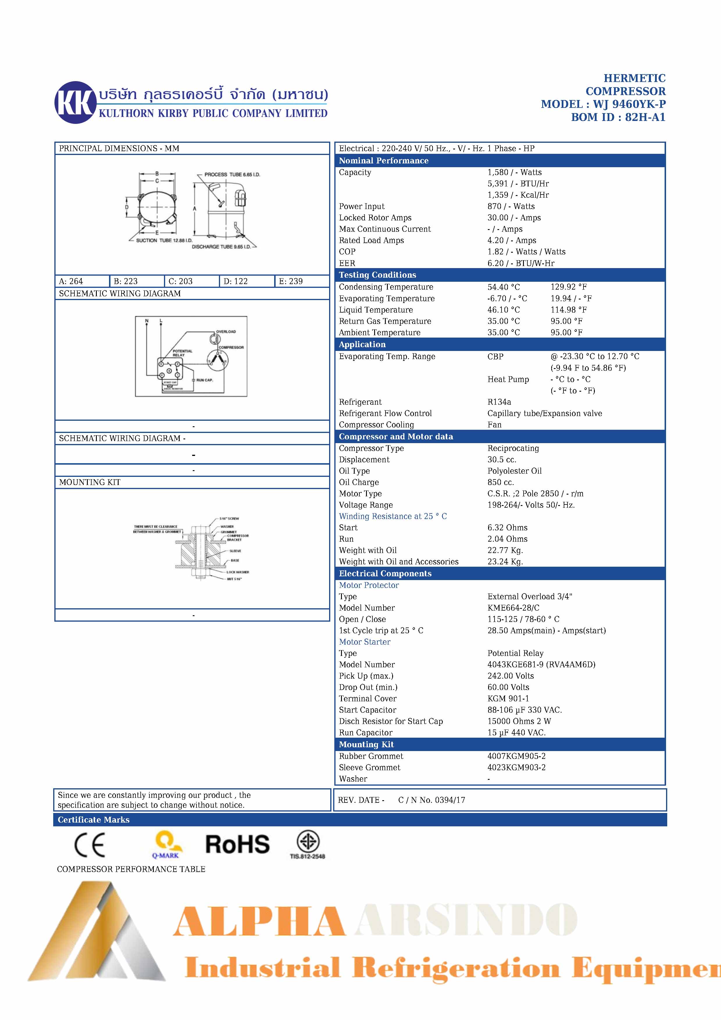 Kulthorn WJ 9460YK  Compressor