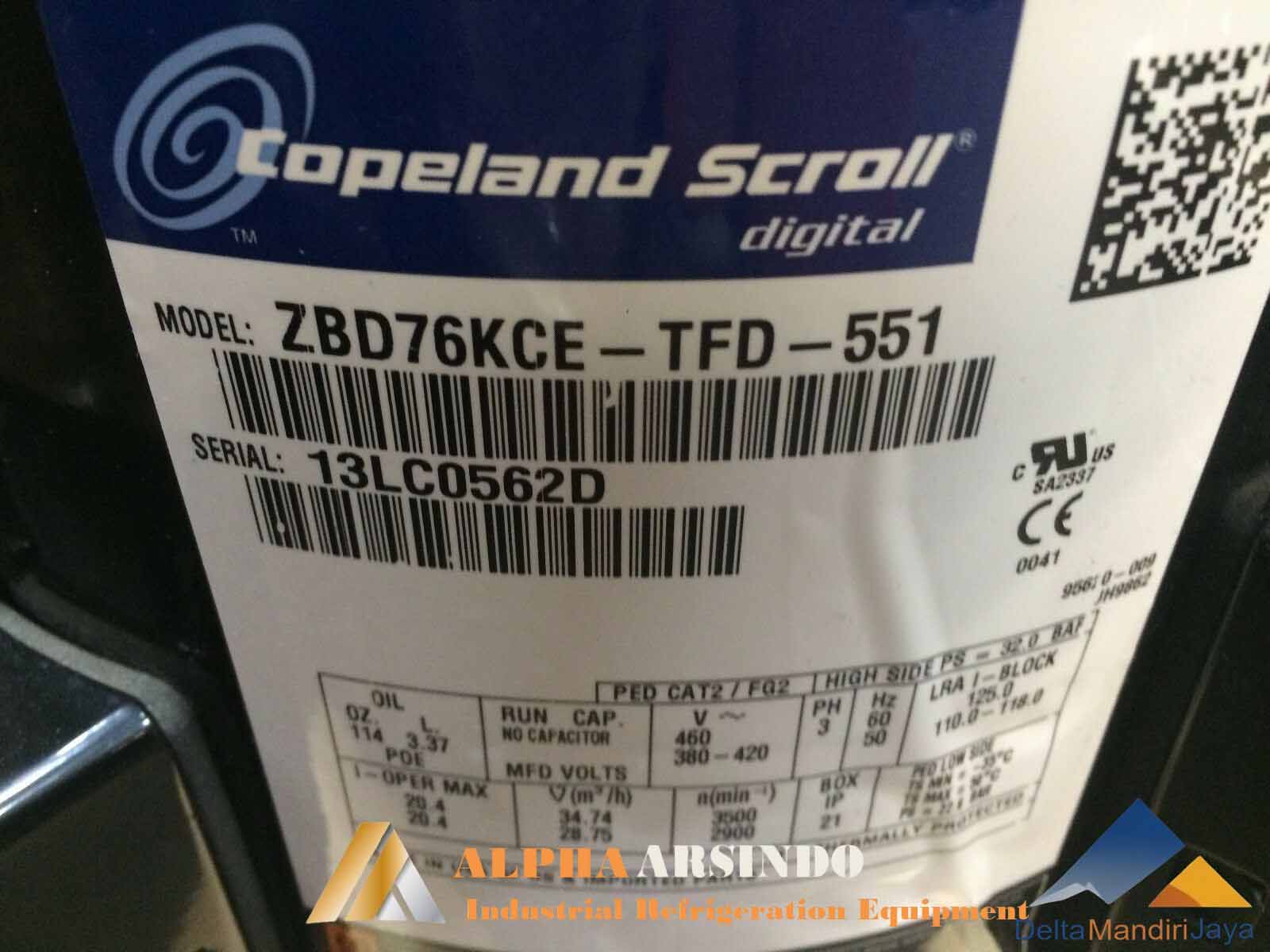 Copeland Scroll Digital Compressor ZBD76KCE-TFD-551