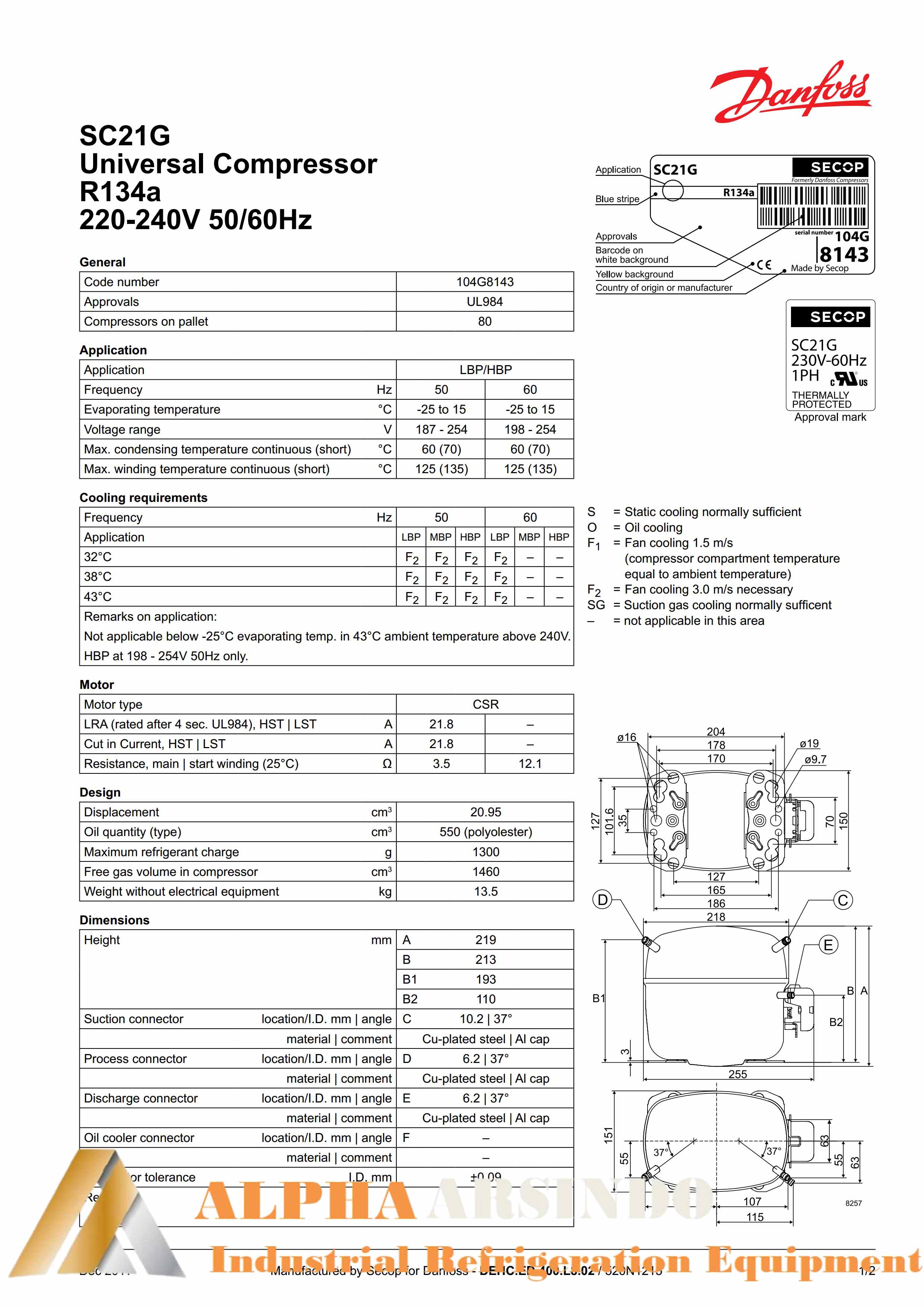 Danfoss SC21G Compressor