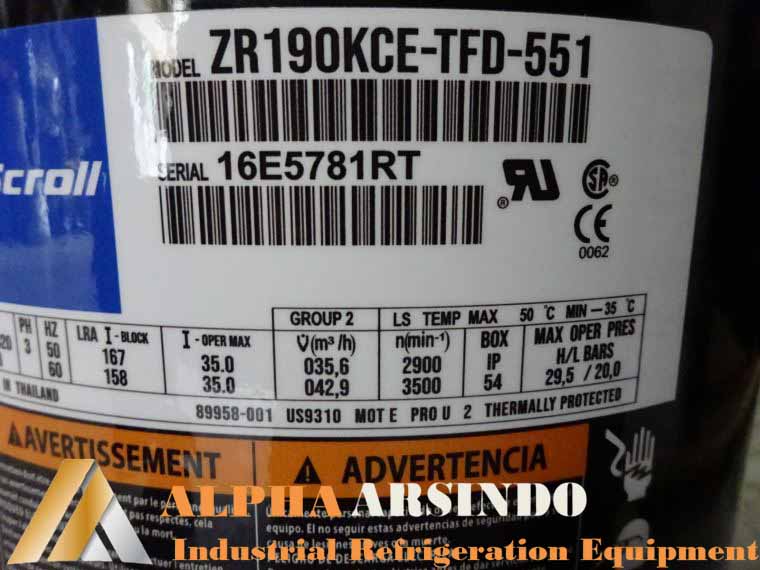 Copeland Scroll Compressor ZR190KCE-TFD-551