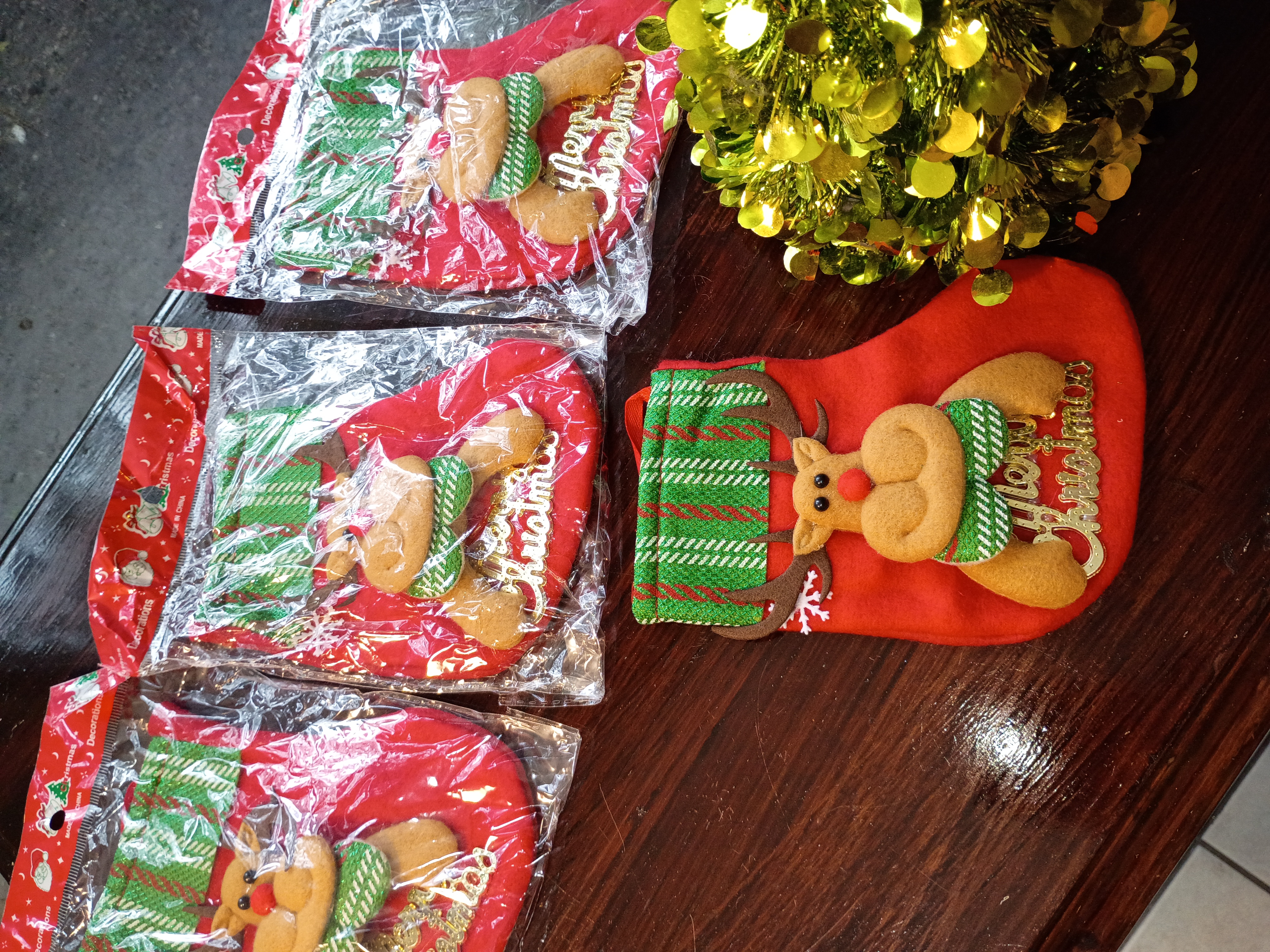 Set of 4 mini Christmas bags with decorative deer 🦌