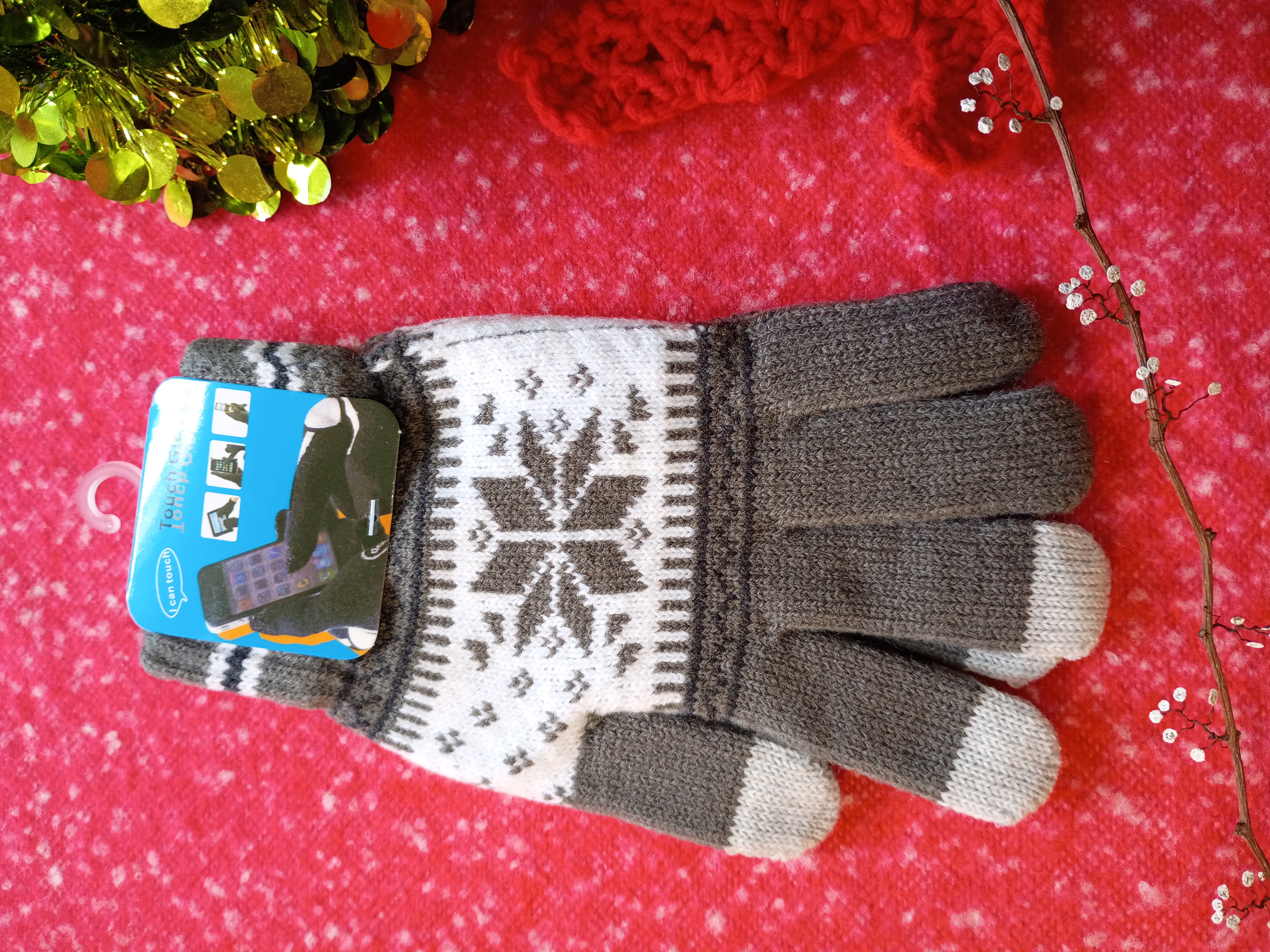 Technology ready gloves. Grey color