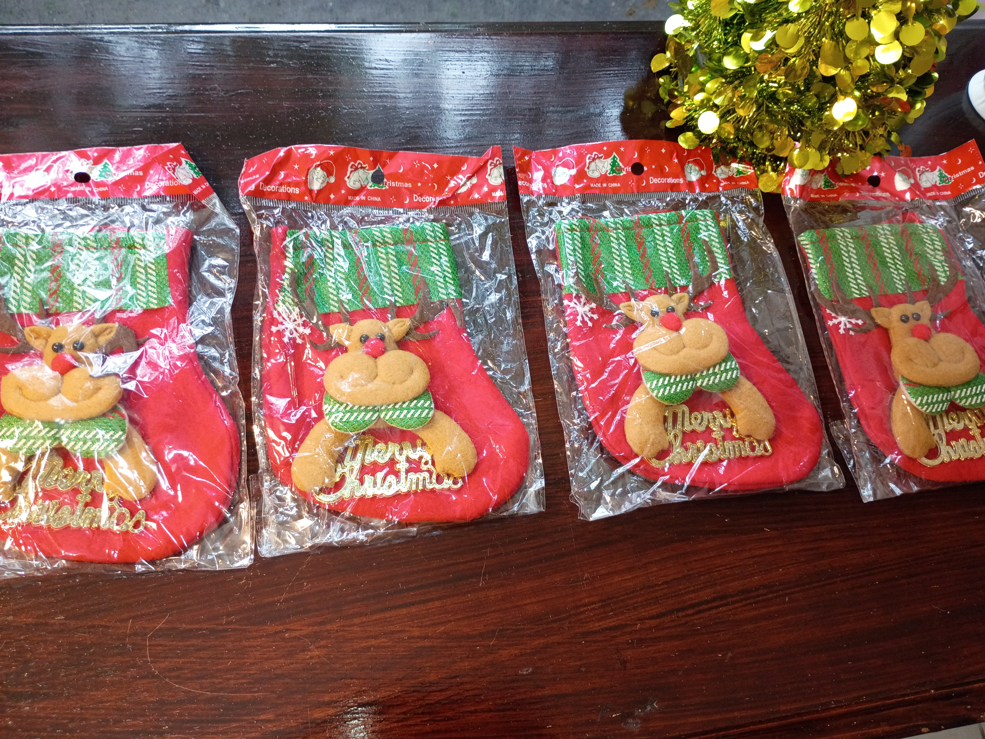 Set of 4 mini Christmas bags with decorative deer 🦌