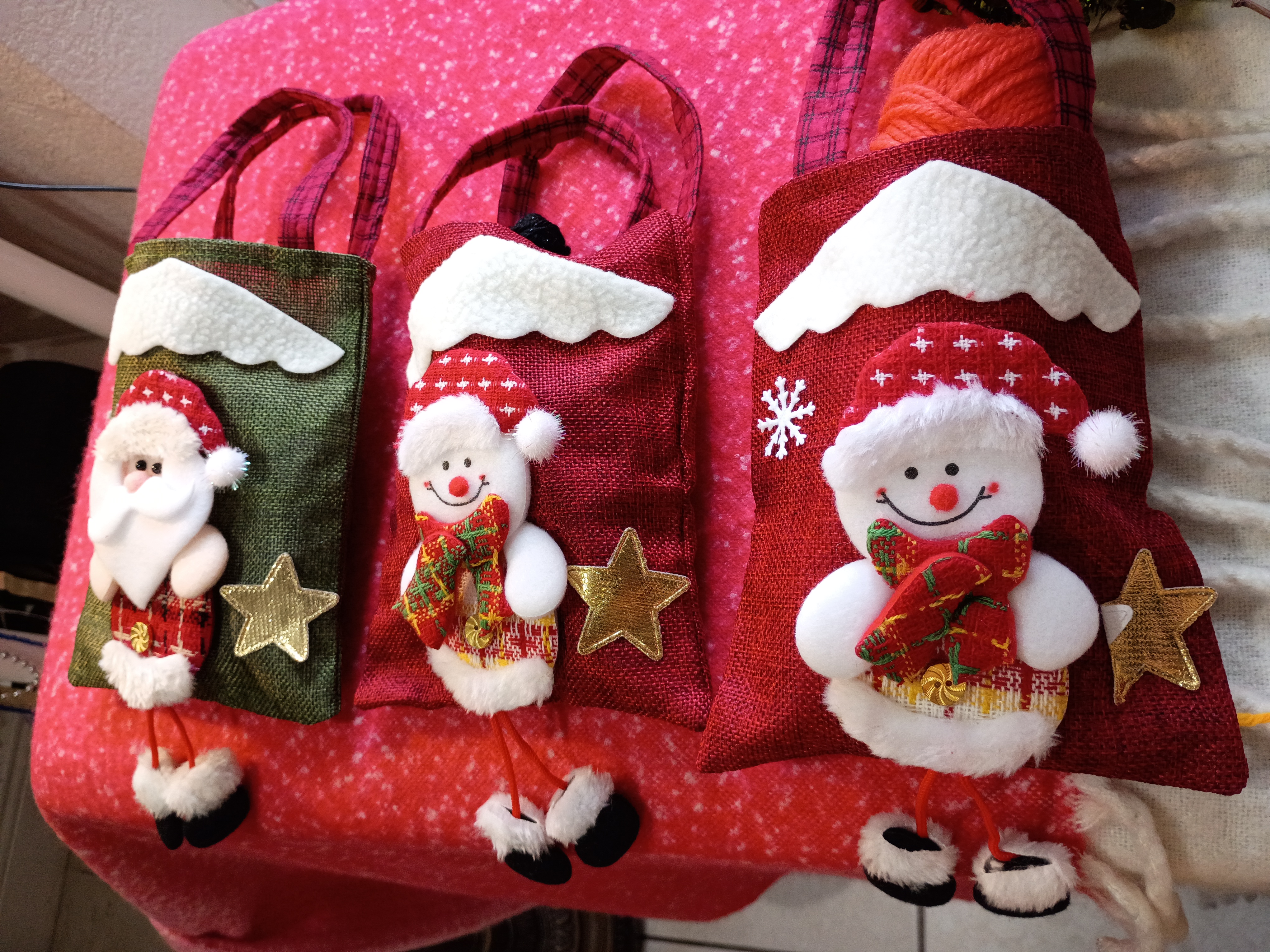 Set of three Christmas gifts bags 