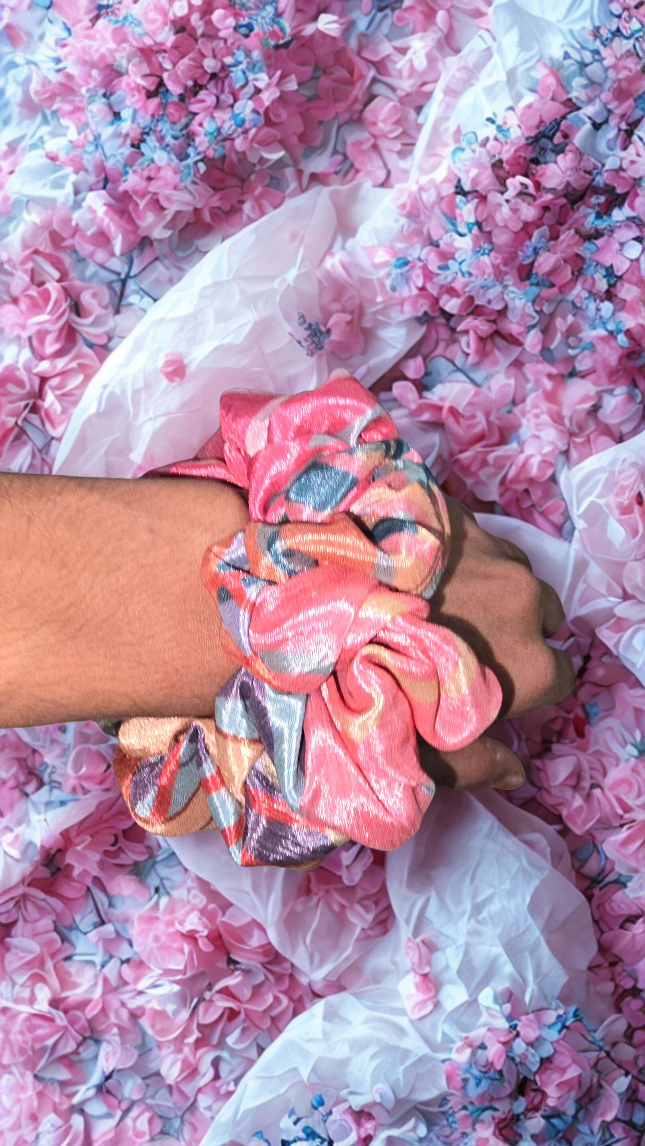 Floral Silk Scrunchie