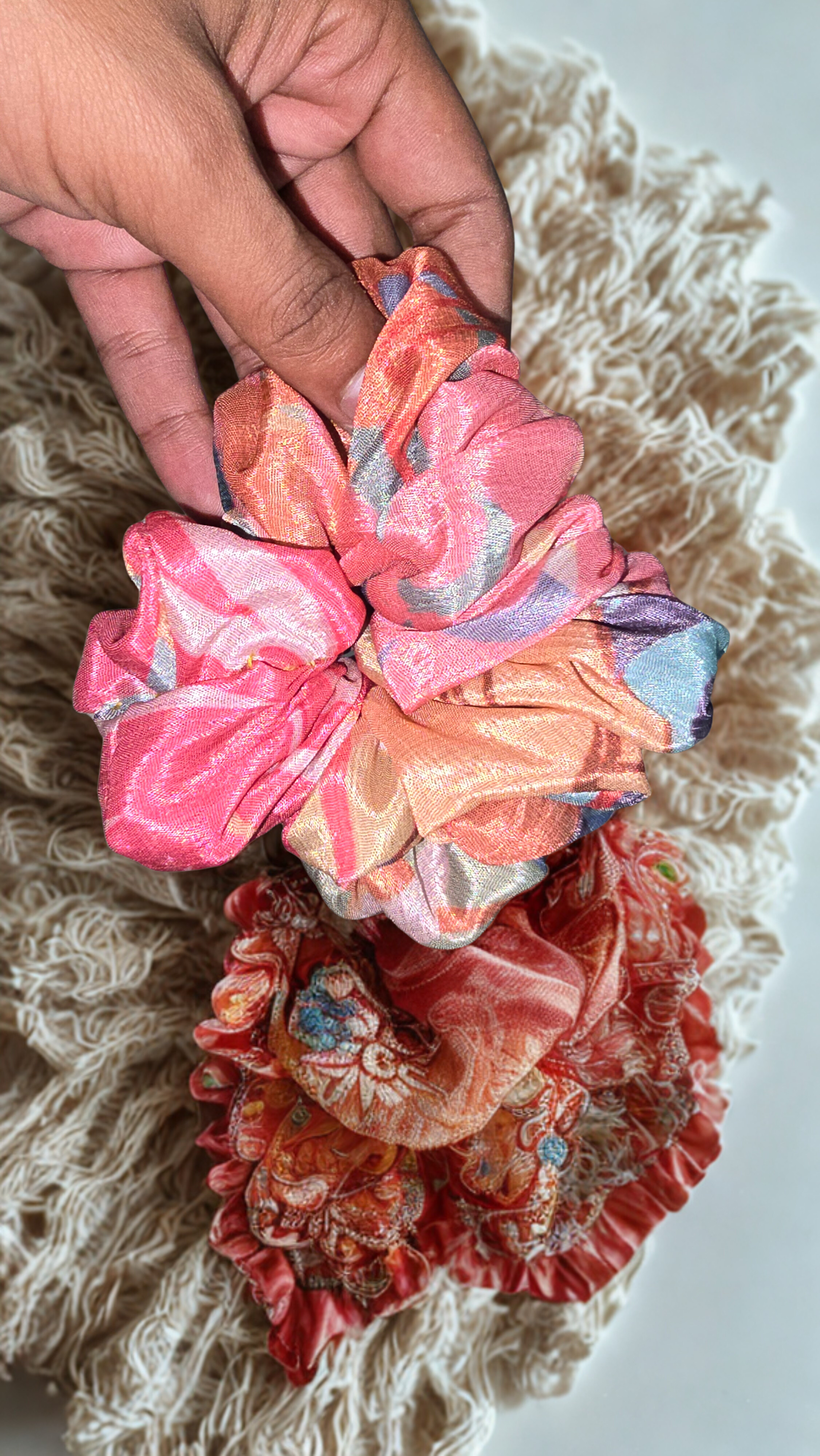 Floral Silk Scrunchie