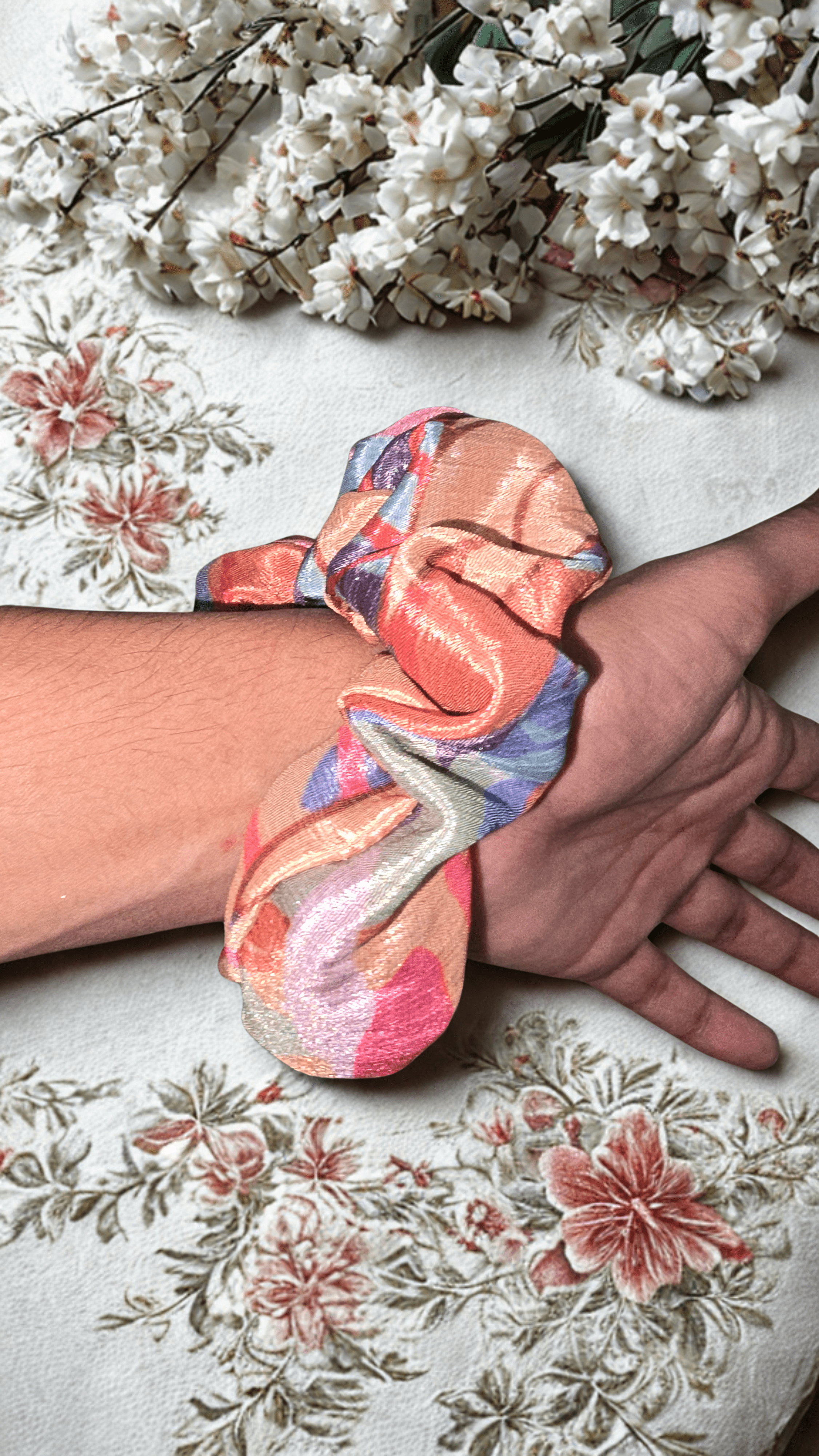 Floral Silk Scrunchie