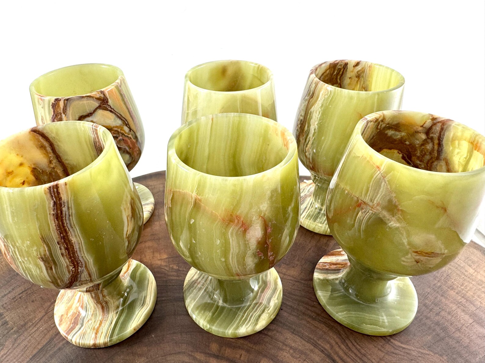 Dark Green Onyx Goblet Set