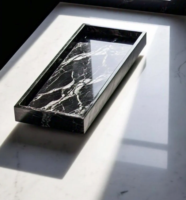 Black  & White Marble Vanity Tray 