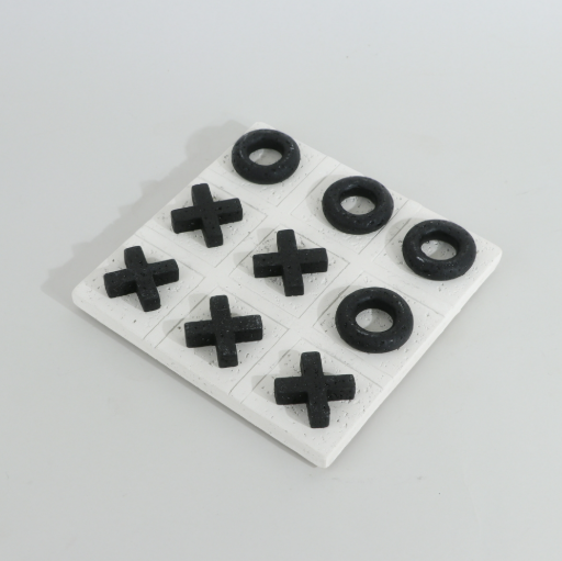 White Marble (Jet Black)Tic-Tac-Toe Game Set