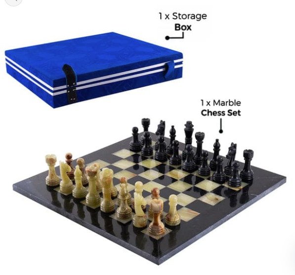 Grandiose Gameplay Black & Onyx Marble Chess Set