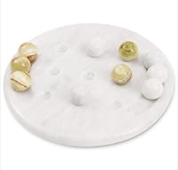 White Marble(Green Onyx)Tic Tac Toe Set