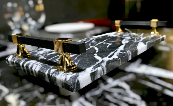 Luxury Black Diamond Marble Serving Tray