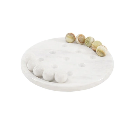 White Marble(Green Onyx)Tic Tac Toe Set