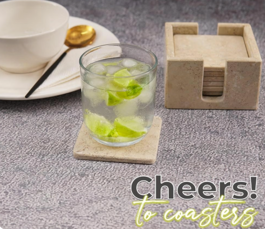 Travertine Marble Coaster Set