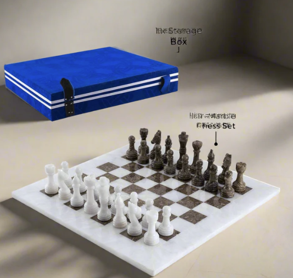 Serene Serenity White & Gray Marble Chess Set