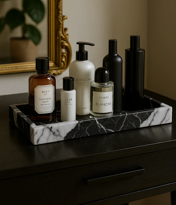 Black  & White Marble Vanity Tray 
