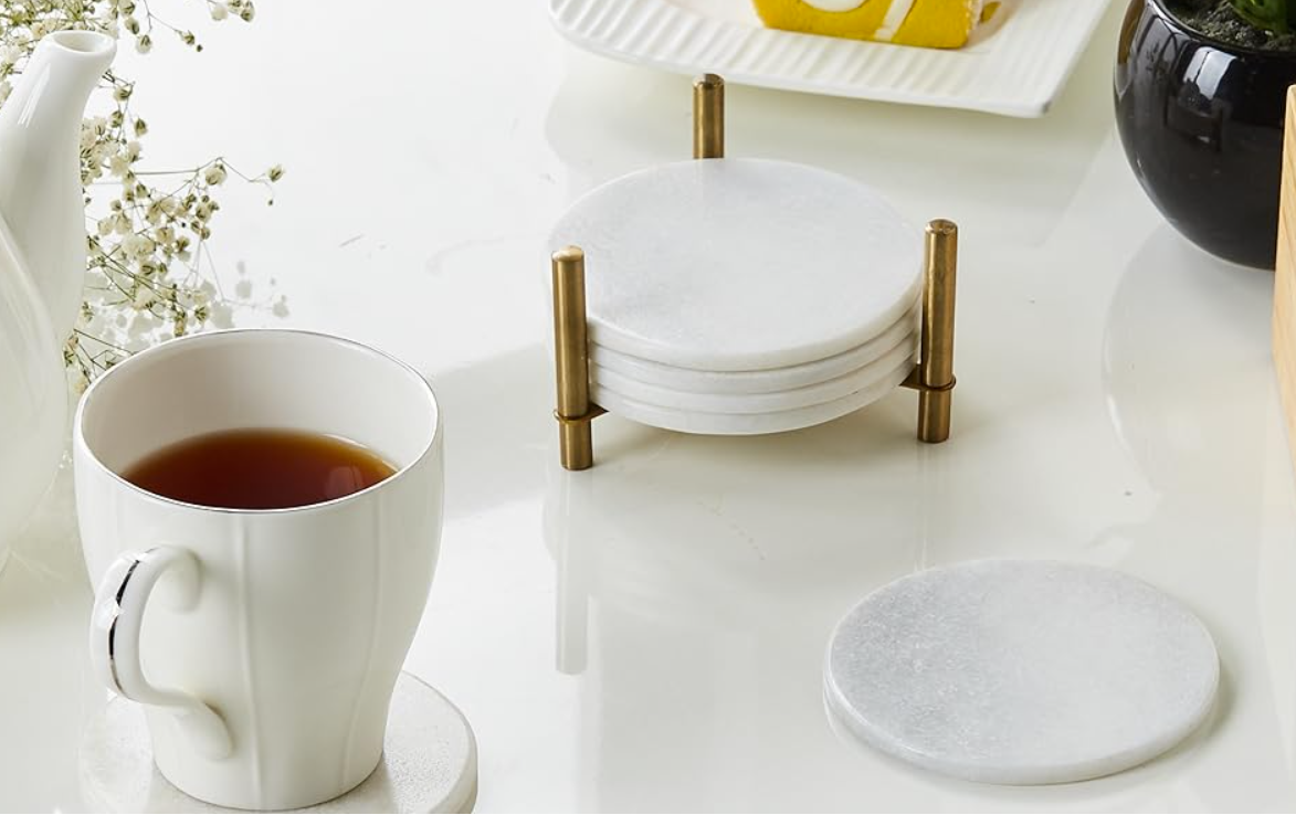 Ziarat White Marble Coaster Set