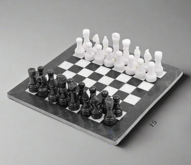 Classic Elegance Black  White Marble Chess Set