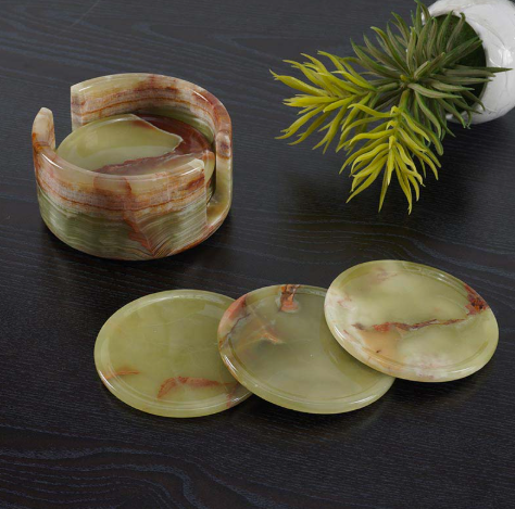 Green Onyx Stone Coaster Set