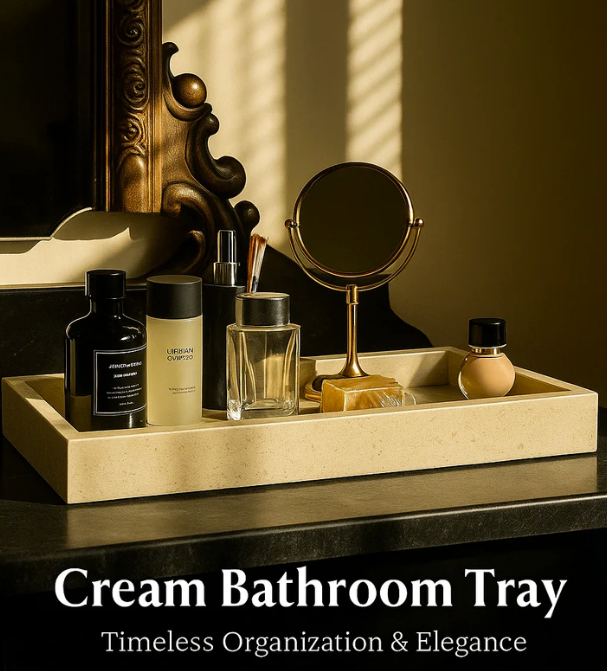 Rectangular Cream marble vanity Bathroom Tray