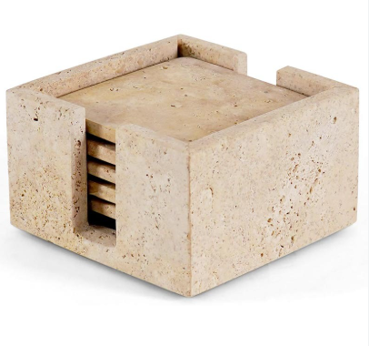 Travertine Marble Coaster Set