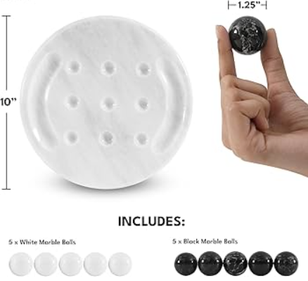 Marble White (Black Zebra) Tic Tac Toe Set